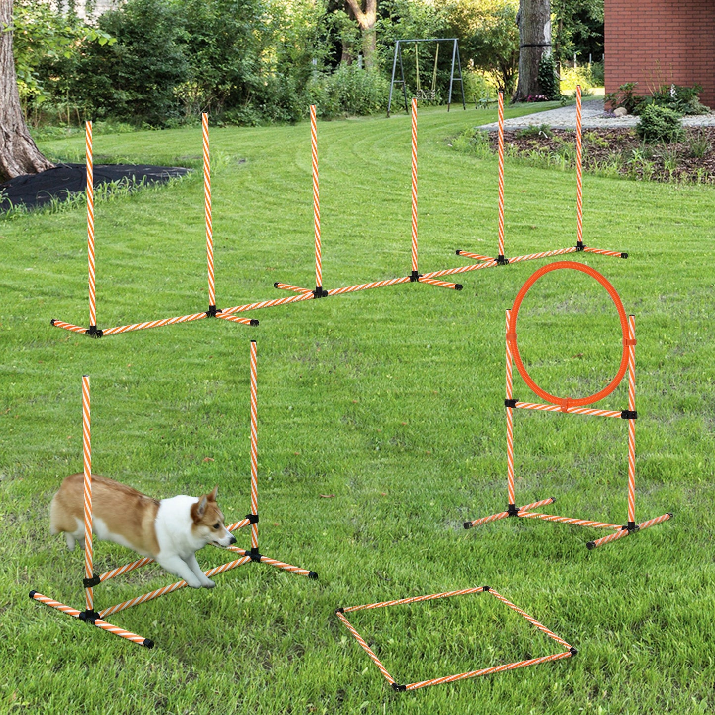 Pet Training Equipment Pet Agility Equipment Orange & White 129.25"L x 26.5"W x 36.5"H PE PawHut | Aosom Canada