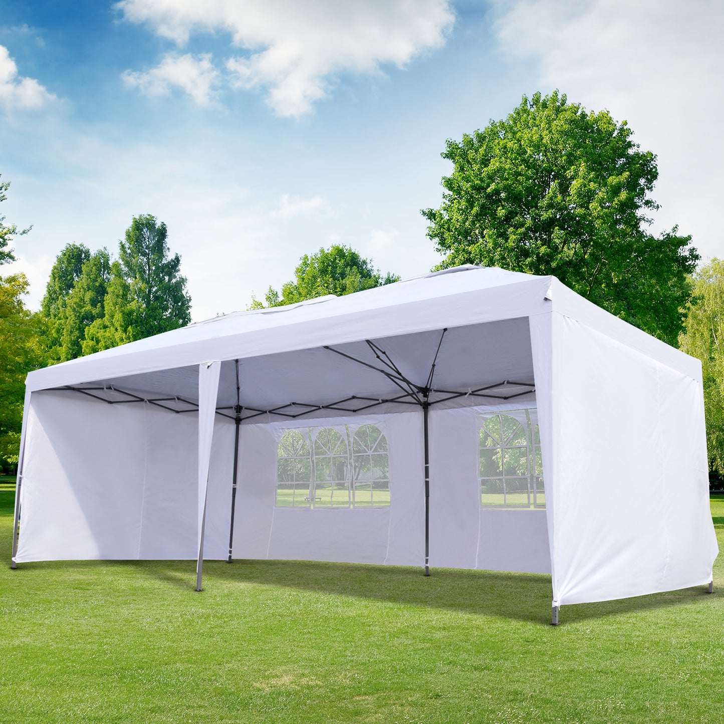 Outsunny 10'x 20' Outdoor Pop Up Canopy Tent Party Party Tent Commercial Instant Shelter W/ Carring Bag White | Aosom Canada