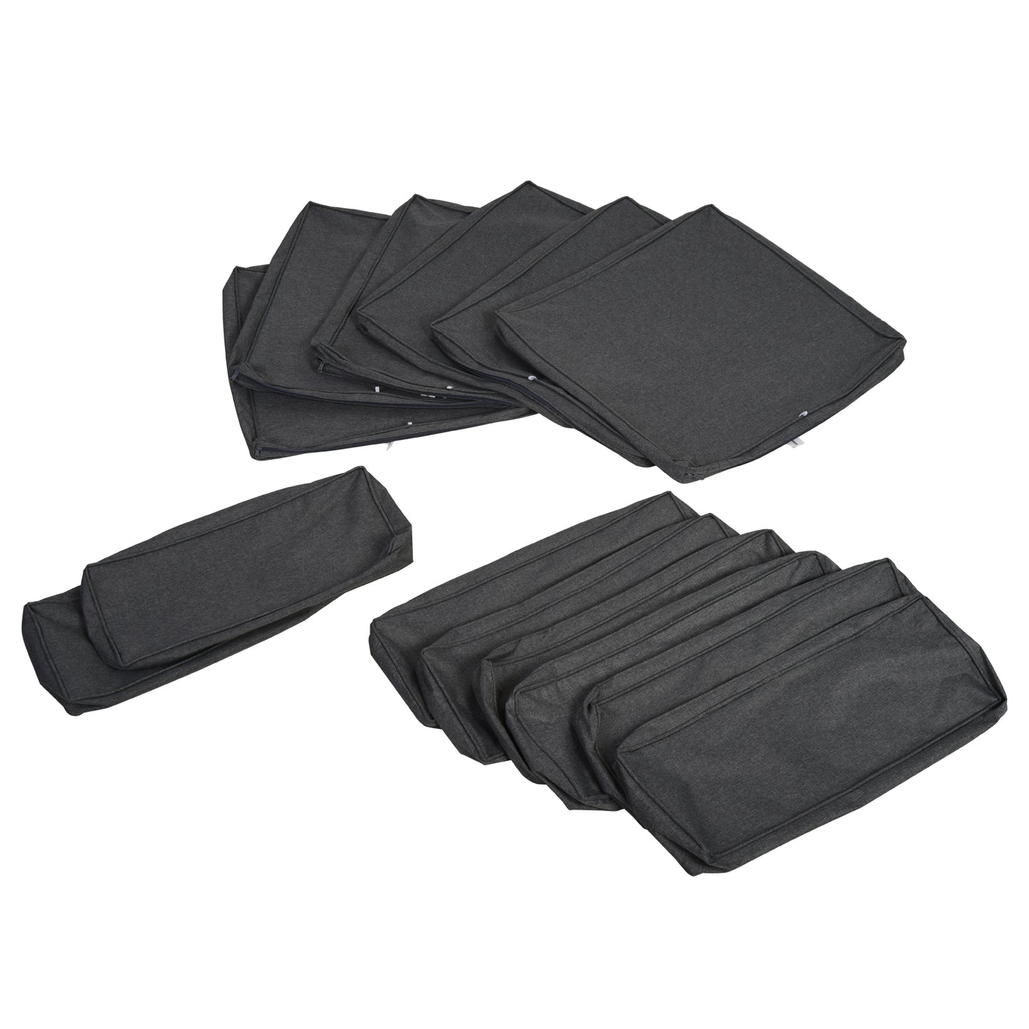 Outsunny 14 PCs Rattan Sofa Cushion Cover Replacement for Rattan Garden Furniture No Cushion Included, Black | Aosom Canada