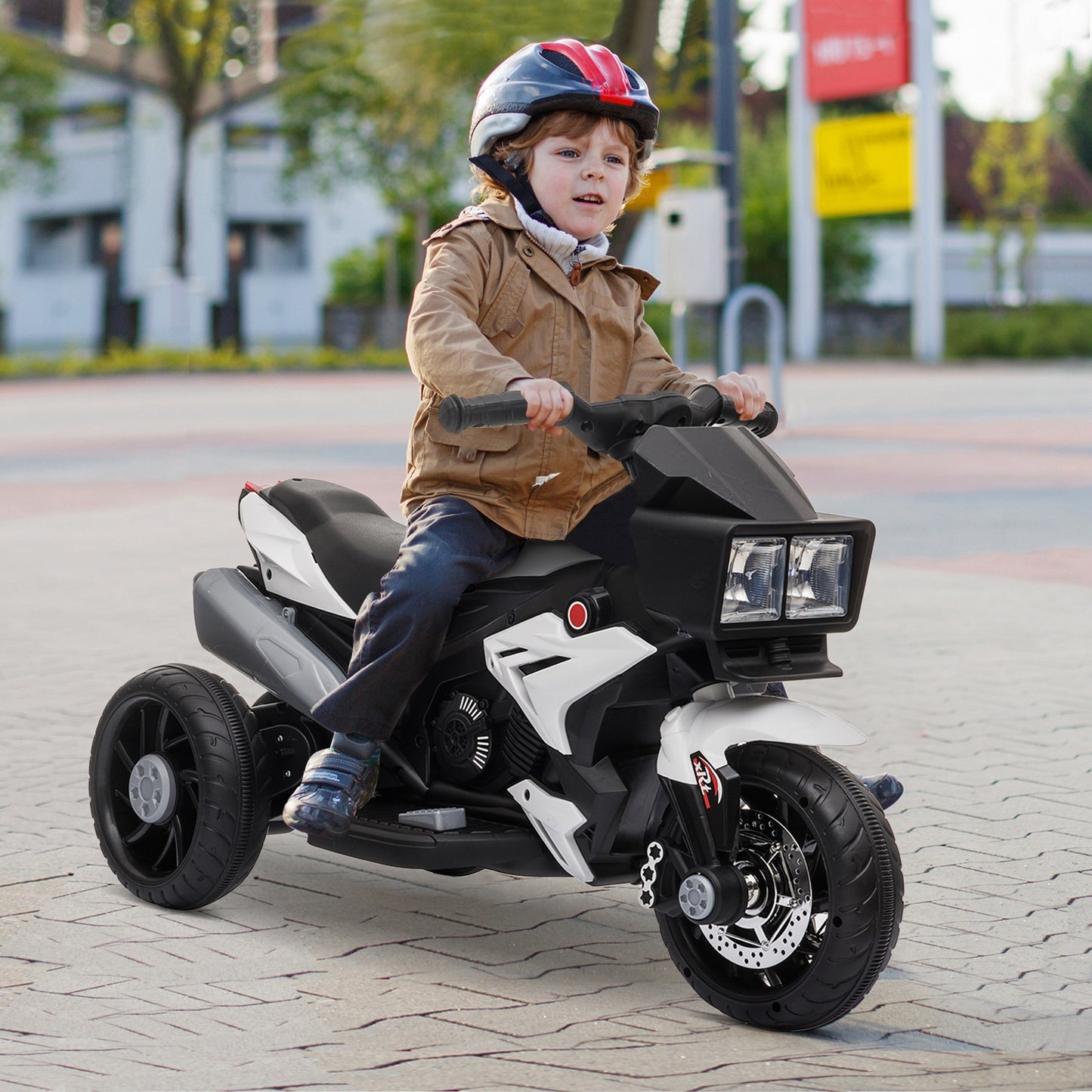 Aosom Kids Electric Pedal Motorcycle Ride-On Toy 6V Battery Powered w/ Music Horn Headlights Motorbike for Girls Boy White | Aosom Canada