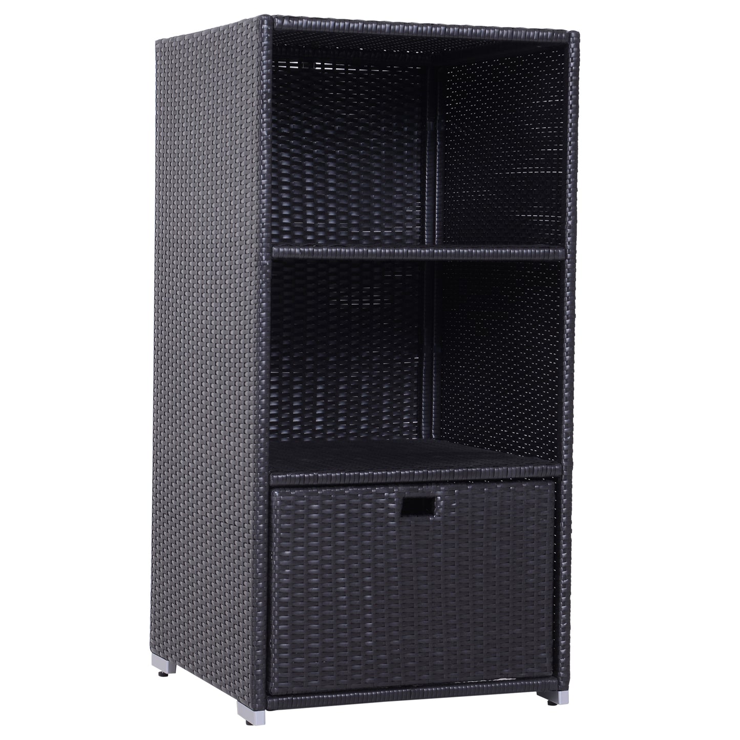 Outsunny Wicker Rattan Pool Towel Valet Organizer 2 Shelf 1 Drawer | Aosom Canada