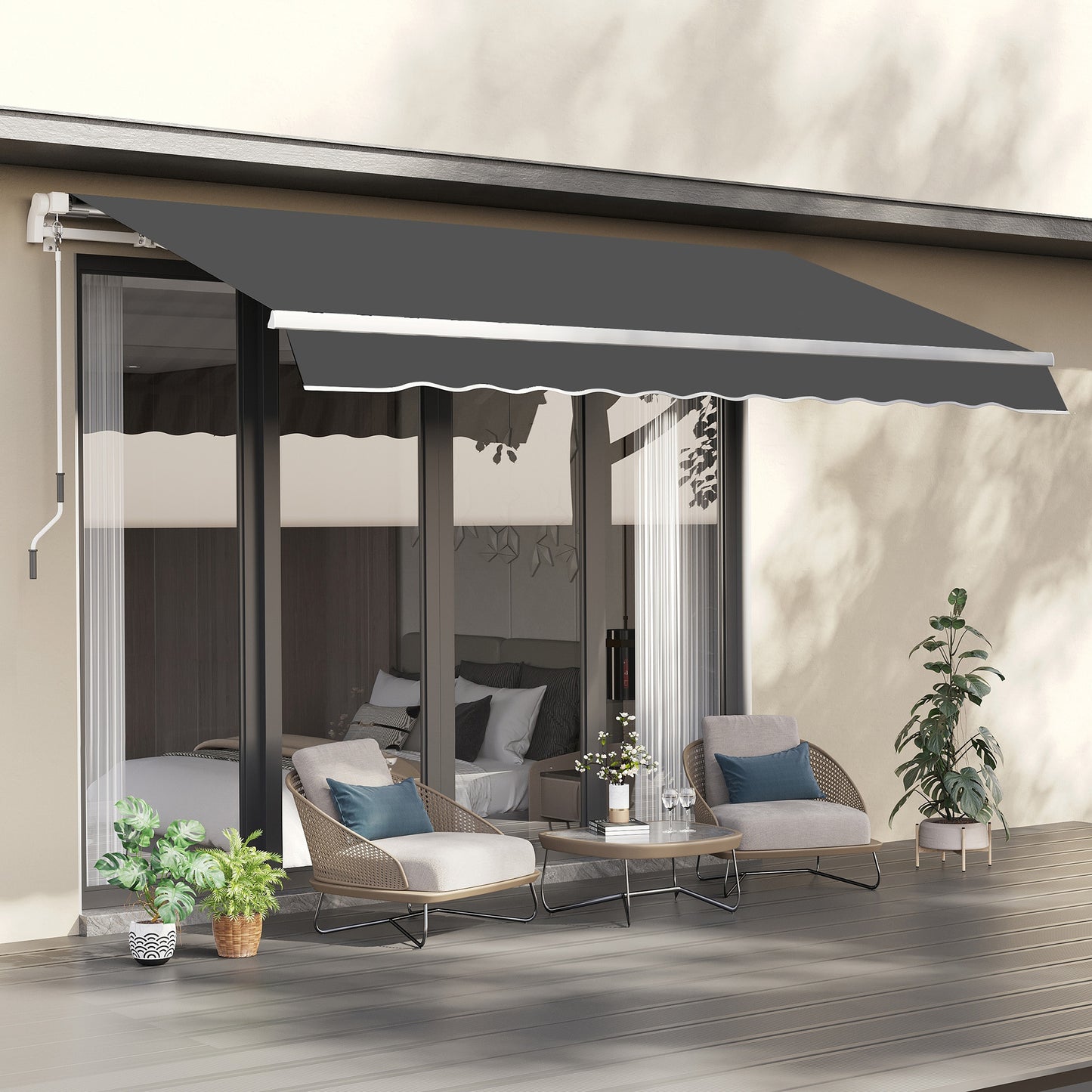 Outsunny 10' x 8' Retractable Awning Fabric Replacement Outdoor Sunshade Canopy Awning Cover, UV Protection, Grey | Aosom Canada