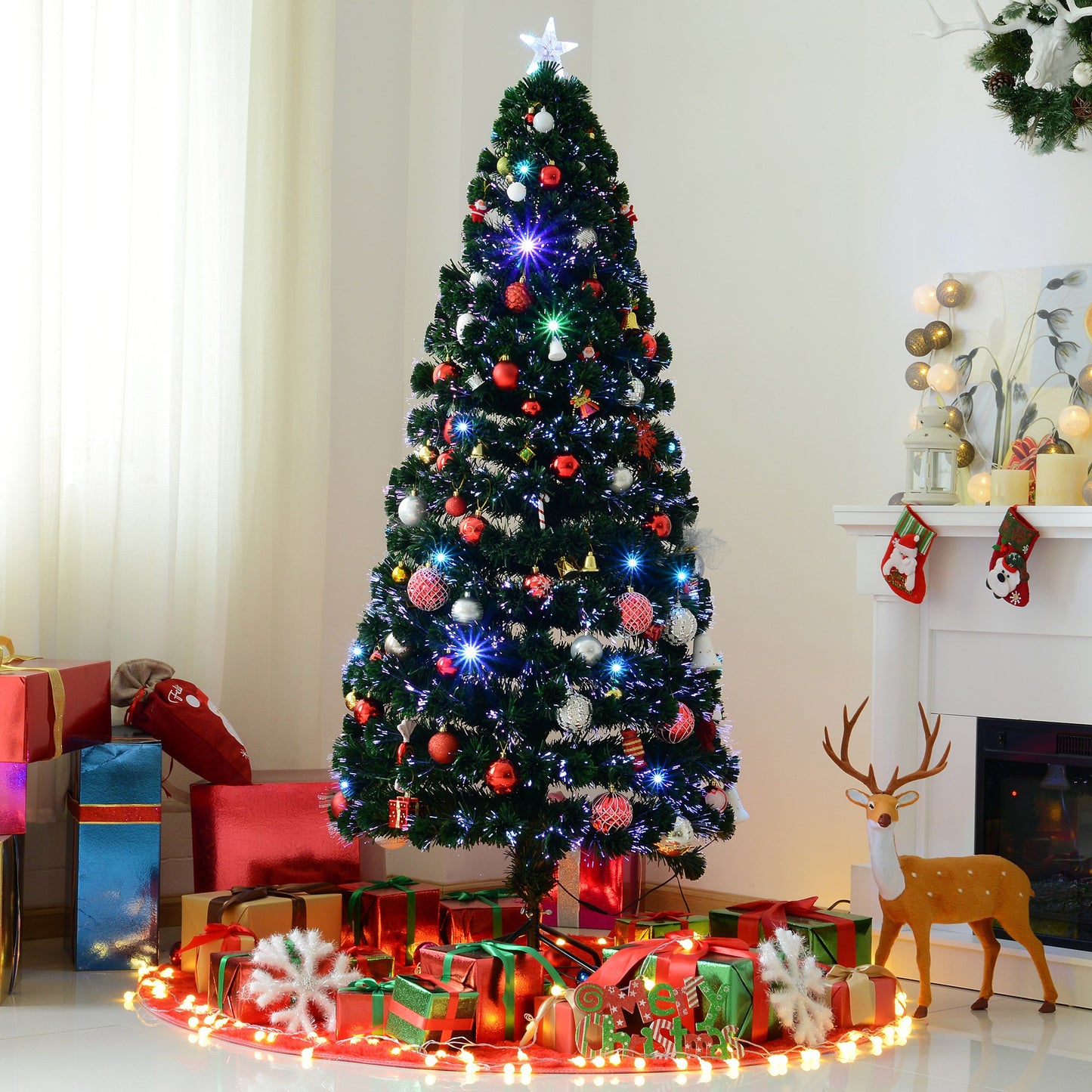 HOMCOM 6FT LED Artificial Christmas Tree Scattered Holiday Décor Green | Aosom Canada