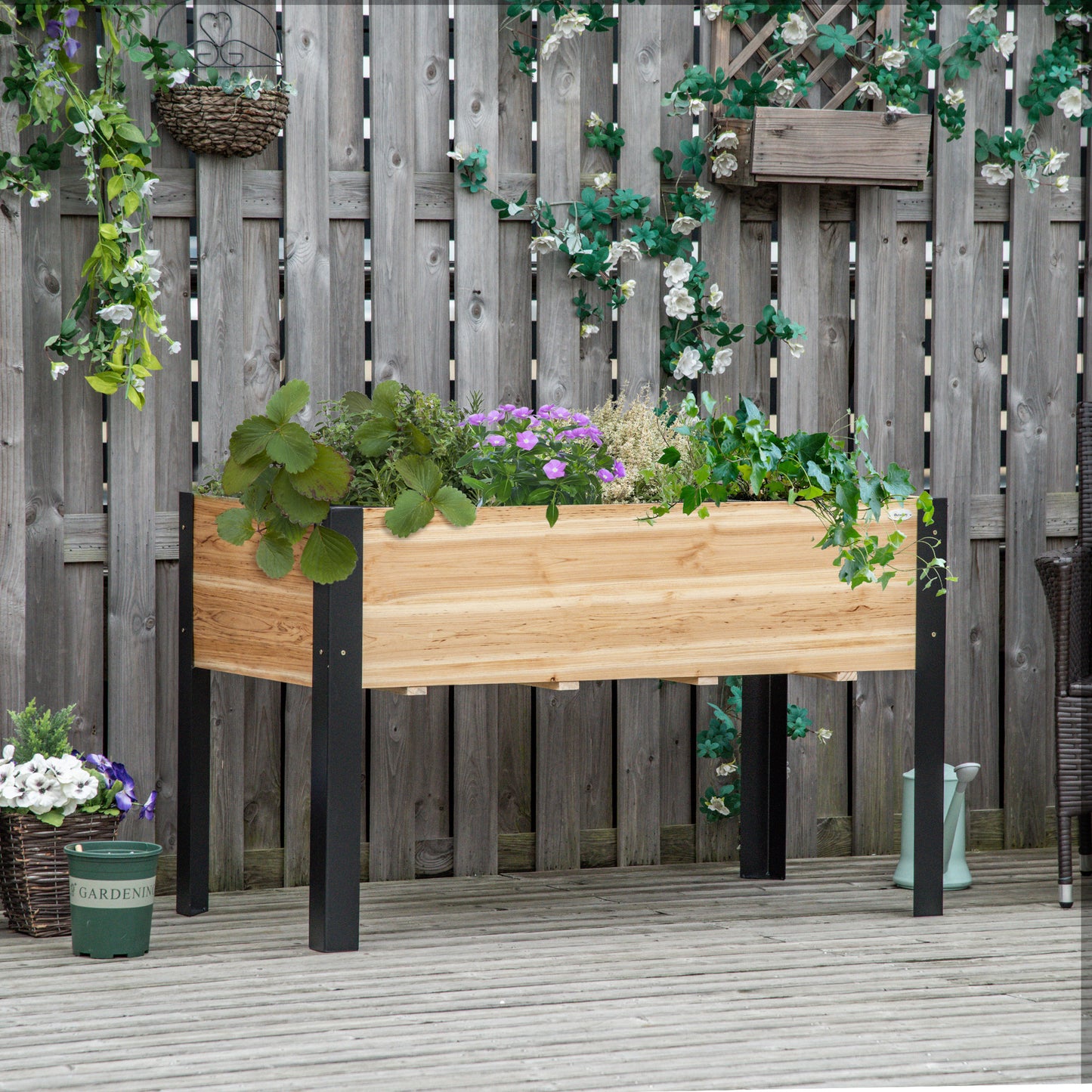 Outsunny 47''x24''x29'' Raised Garden Bed, Metal Frame Elevated Planter Box for Backyard, Patio to Grow Vegetables, Herbs, and Flowers | Aosom Canada