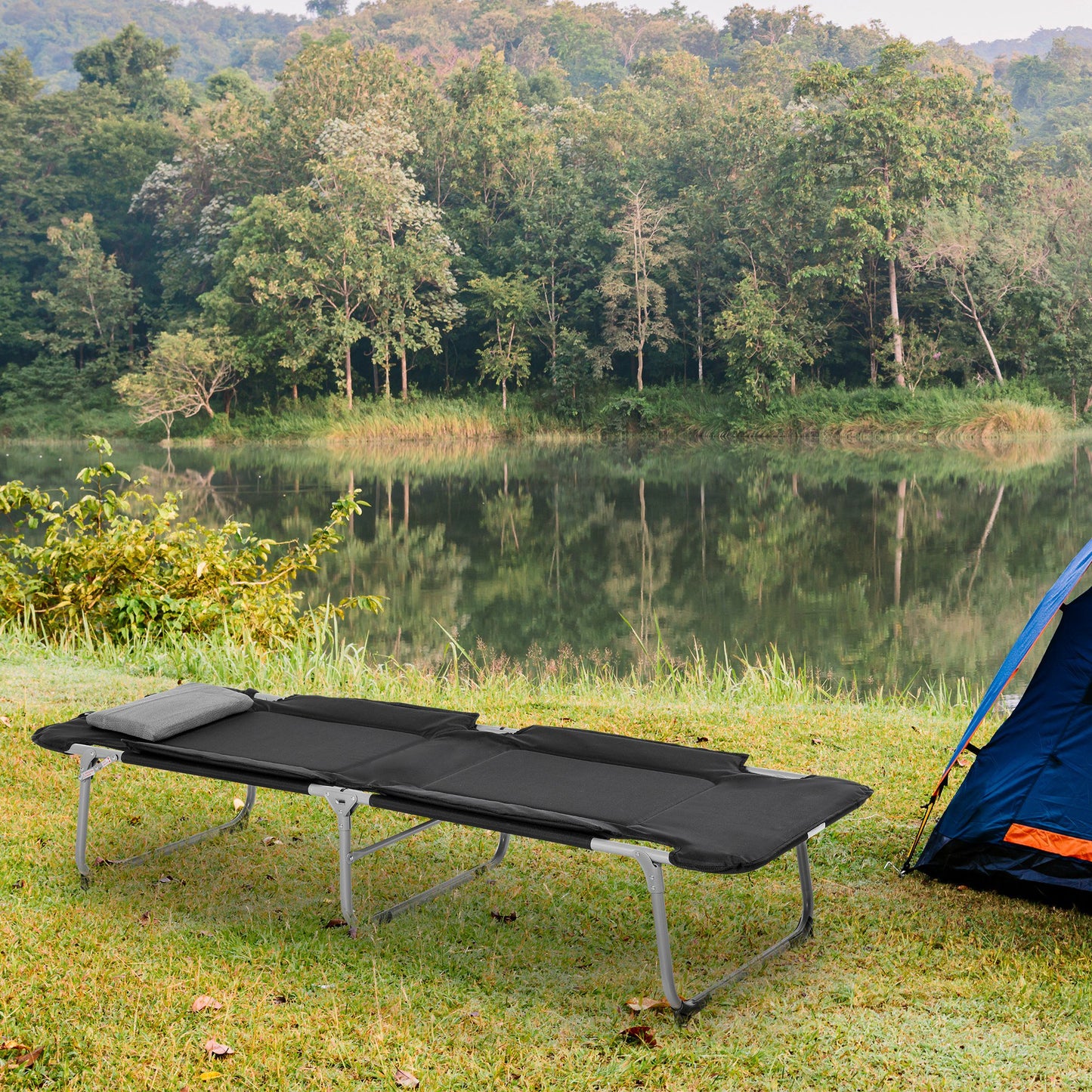 Outsunny Folding Camping Cot Sleeping Beds for adults Office Outdoor Hiking Portable Black | Aosom Canada