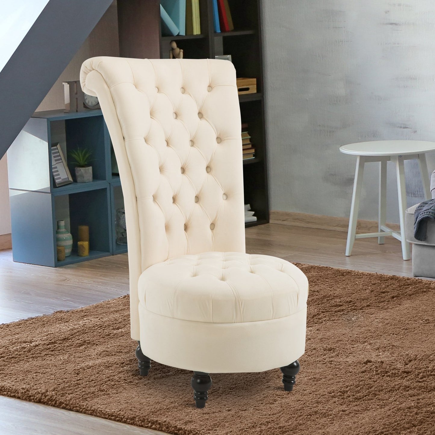 HOMCOM 45" Tufted High Back Velvet Accent Chair Living Room Soft Padded Couch Lounge (Cream White) | Aosom Canada