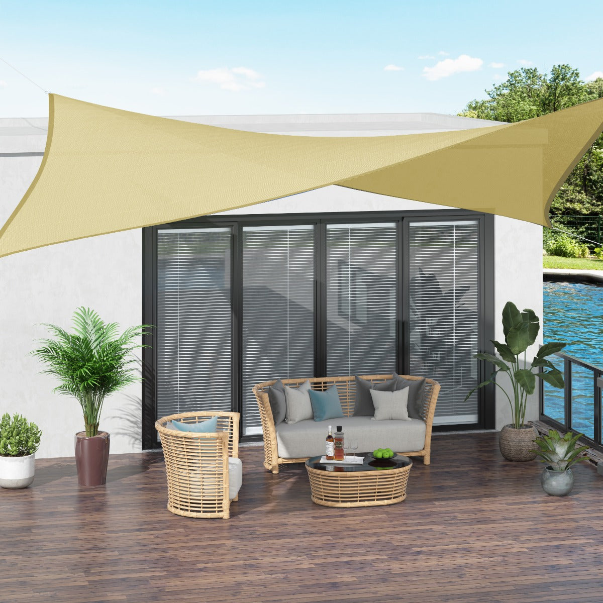 Outsunny Square 10’ Canopy Sun Sail Shade Garden Cover UV Protector Outdoor Patio Lawn Shelter w/ Carrying Bag (Sand) | Aosom Canada
