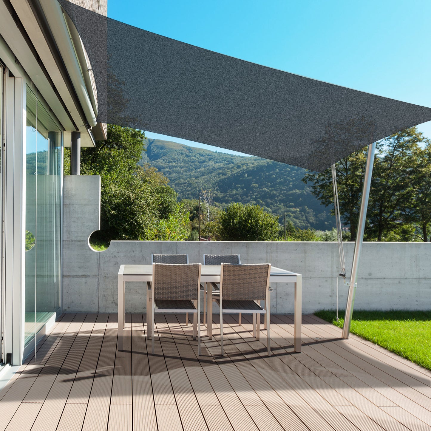 Outsunny 10ft x10ft Square Canopy Sun Sail Shade Garden Cover UV Protector Outdoor Patio Lawn Shelter with Carrying Bag Grey | Aosom Canada