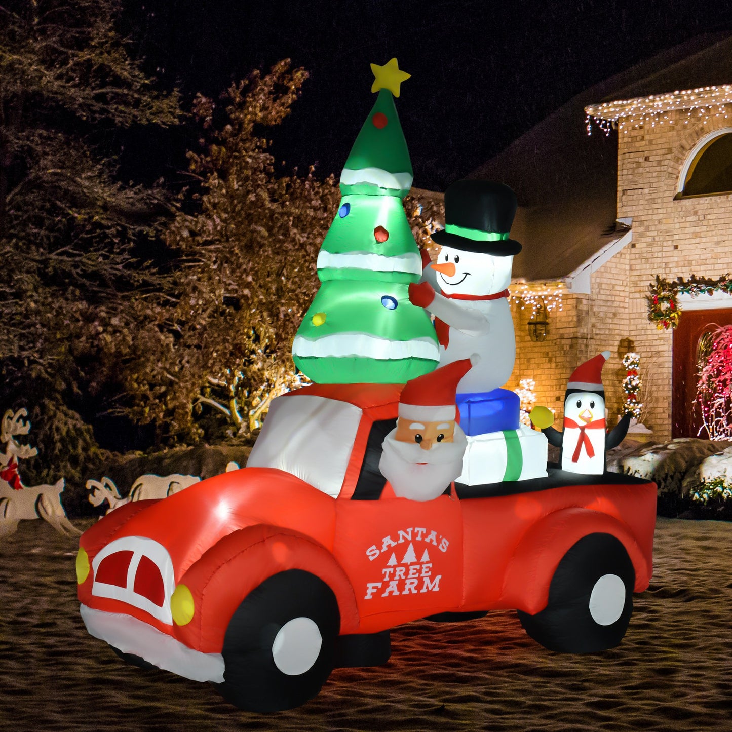 HOMCOM 8ft Christmas Inflatable Santa Claus, LED Lighted for Home with Snowman, Indoor Outdoor Garden Lawn Decoration Party Prop | Aosom Canada