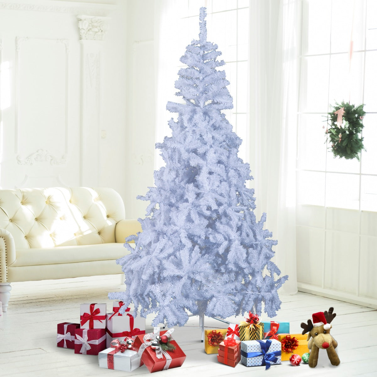 HOMCOM 6.9 ft Christmas Tree Gift Holiday Decoration w/ Stand White | Aosom Canada