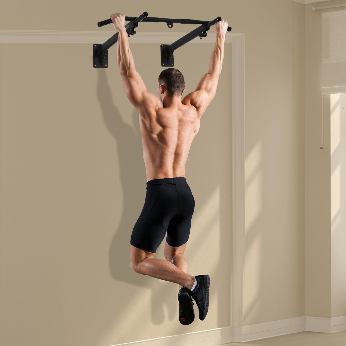 Soozier Wall Mounted Pull Up Bar Strengthen Muscle Full Body Train Sandbag Hanger For Boxing & Trainings Black | Aosom Canada