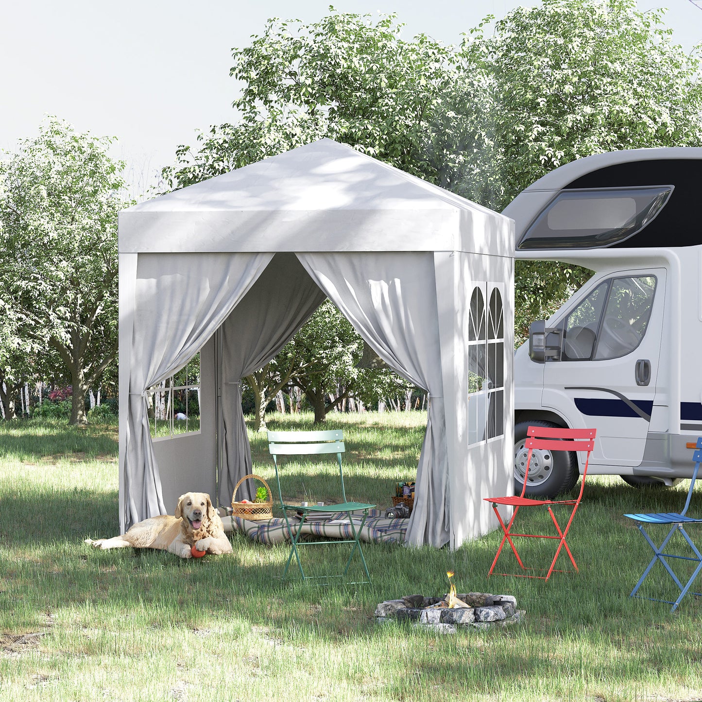 Outsunny 6.6x6.6ft Pop Up Party Tent Outdoor Folding Gazebo Canopy with Side Walls White | Aosom Canada