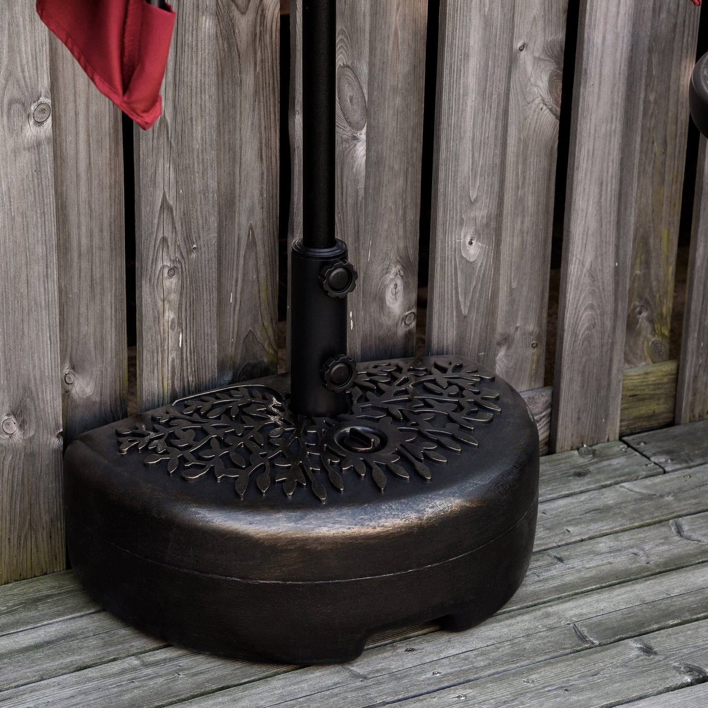 Outsunny Half Round Umbrella Base Fillable Patio Umbrella Stand Holder, 35 lb Water or 42 lb Sand, Bronze | Aosom Canada