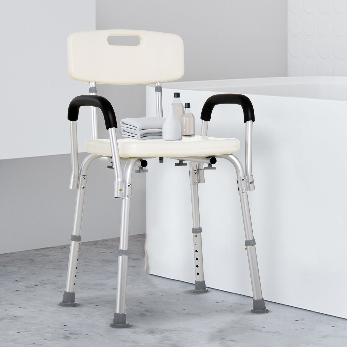 Homcom Bath Chairs For Seniors Adjustable Medical Shower Chair With Back Bathtub Bath Seat With Padded Arms For Disabled Senior Elderly | Aosom Canada