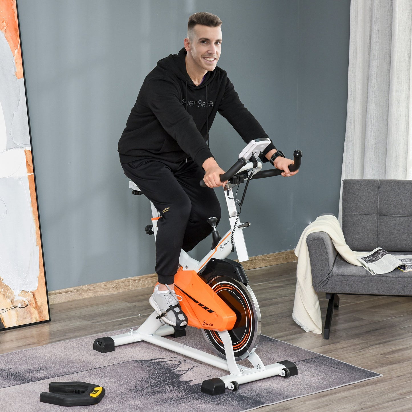 Soozier Upright Exercise Bike Indoor Cycling Stationary Bicycle with Adjustable Resistance Seat Handlebar LCD Display Home Gym | Aosom Canada