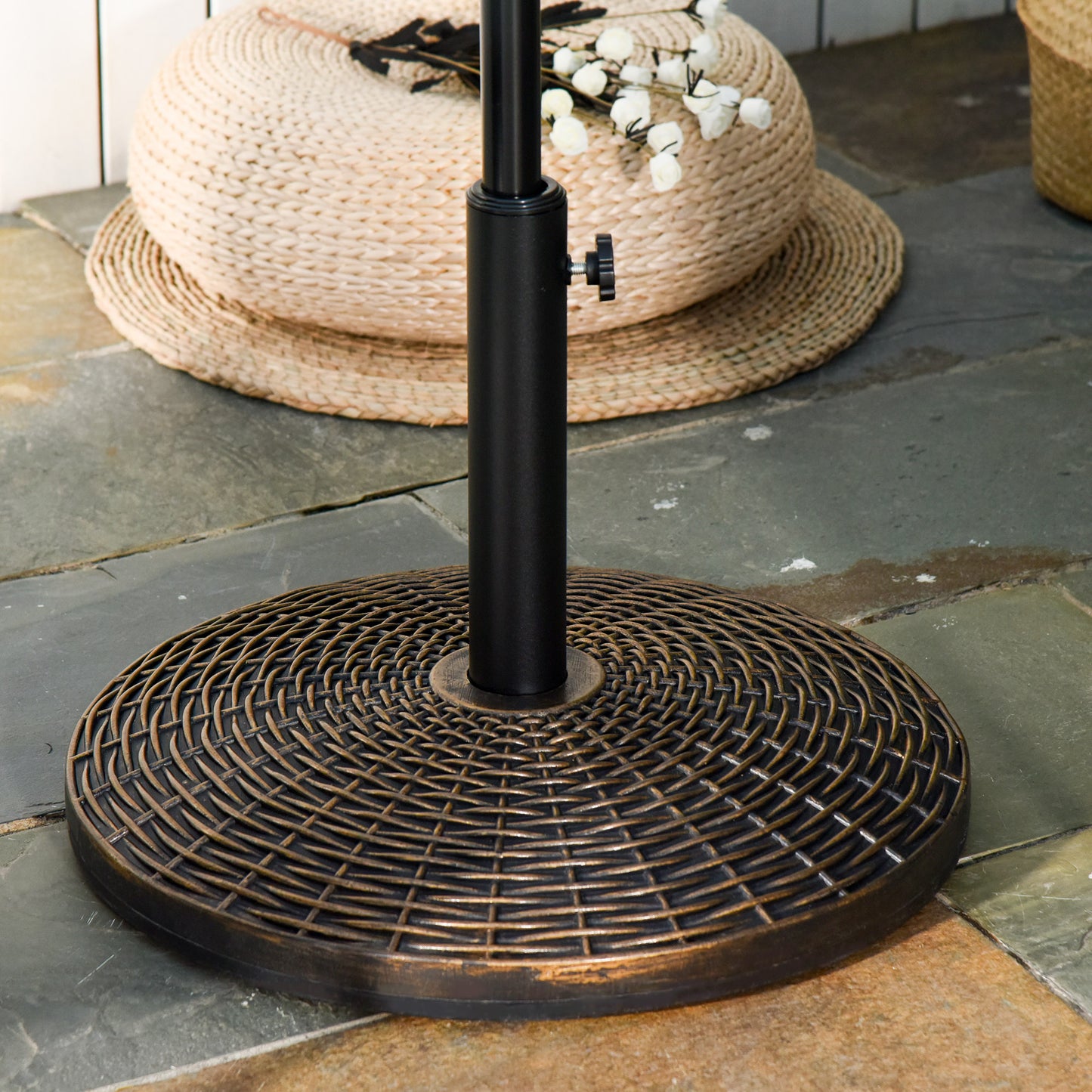 Outsunny Patio Market Umbrella Base Heavy Duty Outdoor Stand 55lbs | Aosom Canada