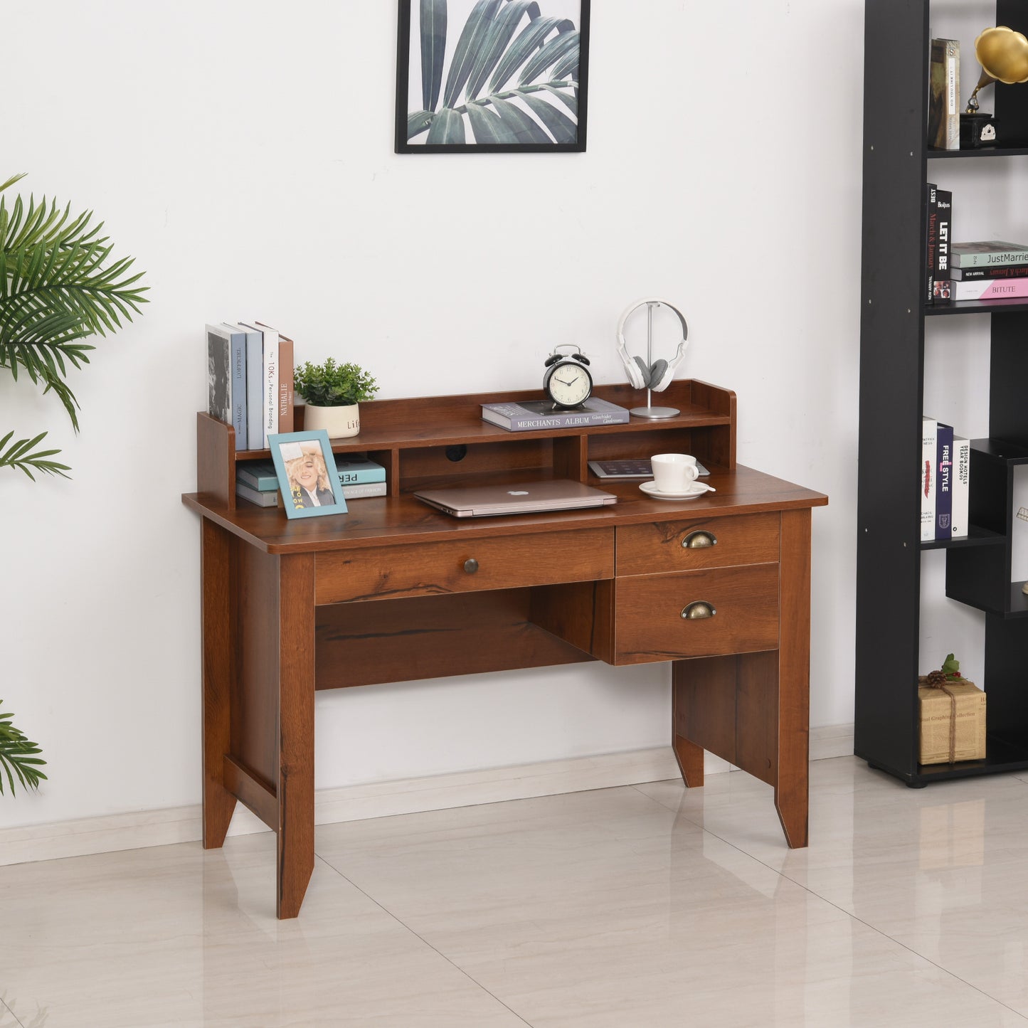 HOMCOM Computer Desk with Drawer, Storage Hutch, Home Office Writing Table Study Workstation, 47.25''x21.75''x36.25'', Brown | Aosom Canada