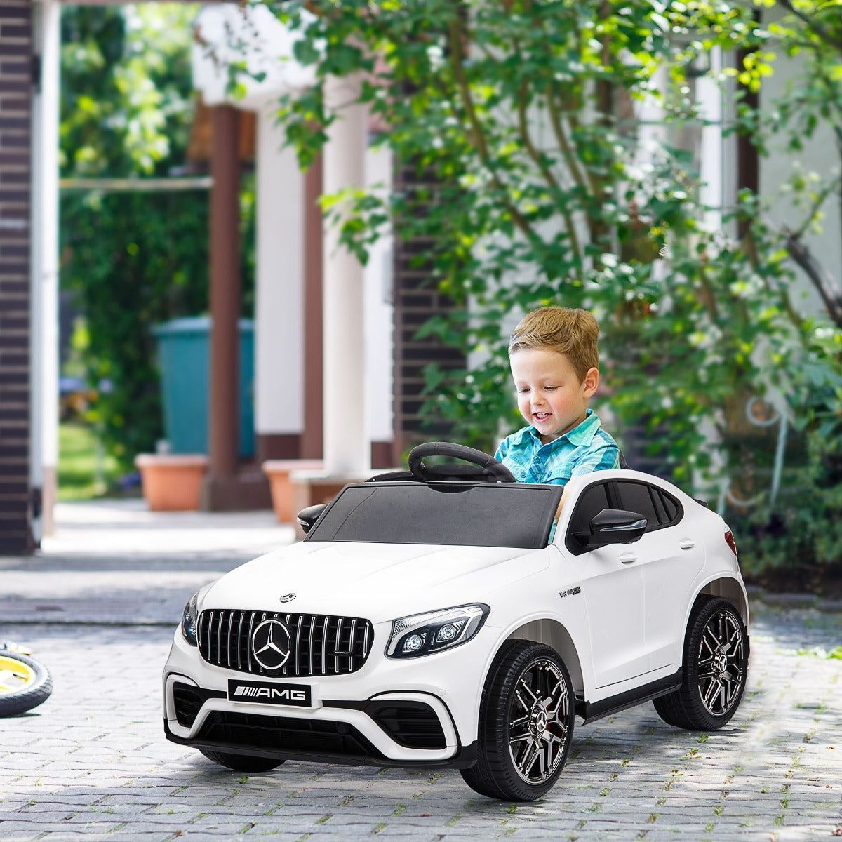 Aosom 12V Mercedes Kids Car Licensed Benz Ride On Car For 3 - 8 Years Old Kids Electric Car Perfect Toy Gift W/ Suspension Wheel White | Aosom Canada