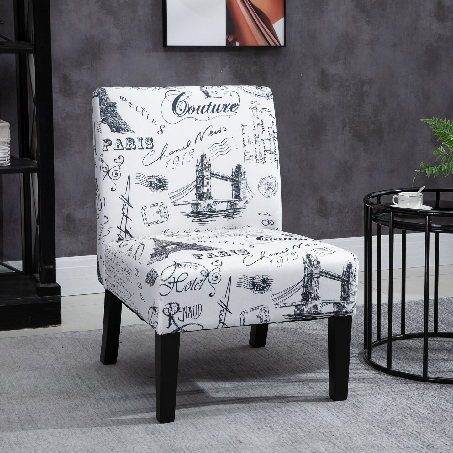 HOMCOM Dining Chair Padded Seat w/ Elastic Band Anti-Skid Wooden Legs For Kitchen Dining Room Bedroom Living Room Hand-Painted Style | Aosom Canada