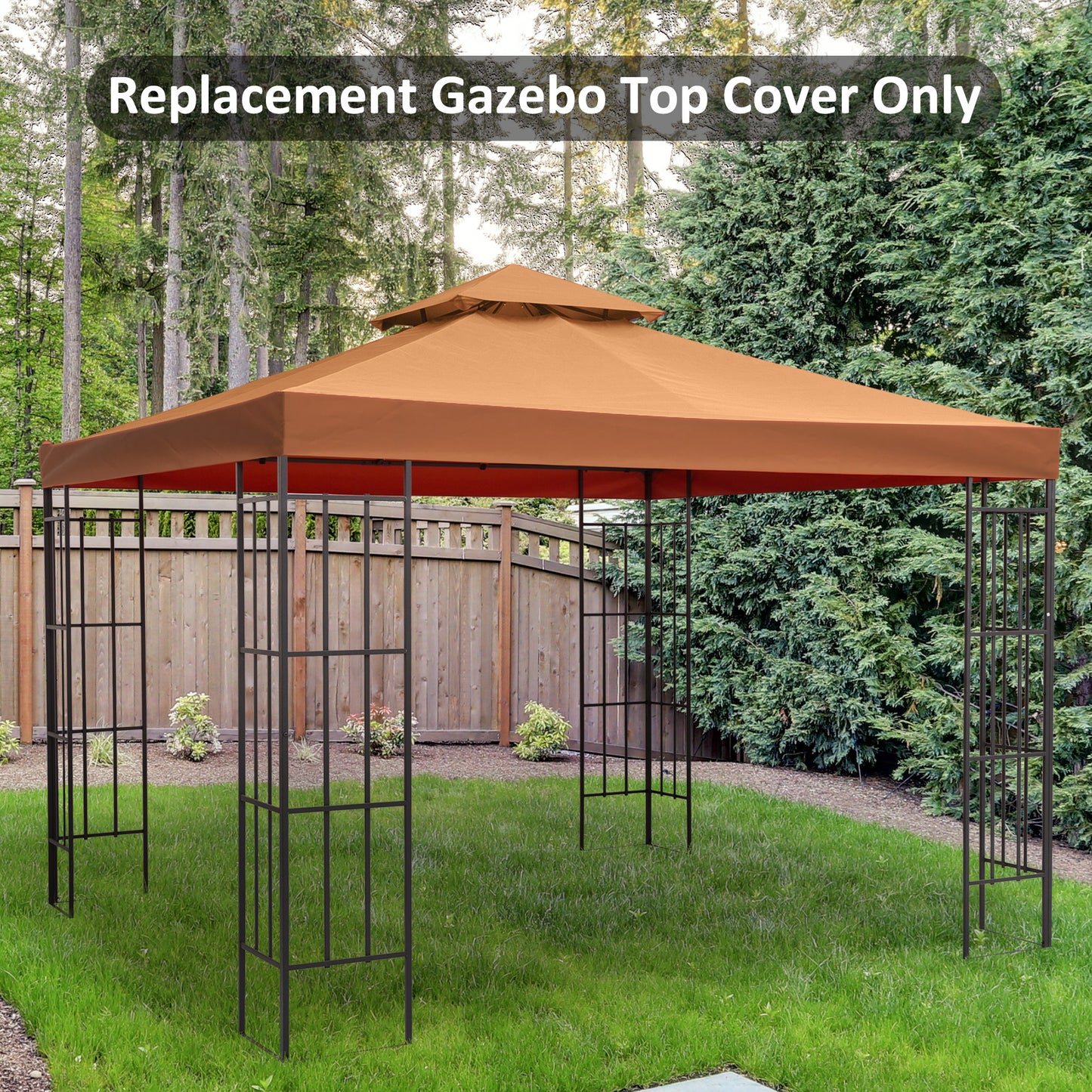Outsunny 9.8' x 9.8' Square 2-Tier Gazebo Canopy Replacement Top Cover Outdoor Garden Sun Shade, Rust Red | Aosom Canada