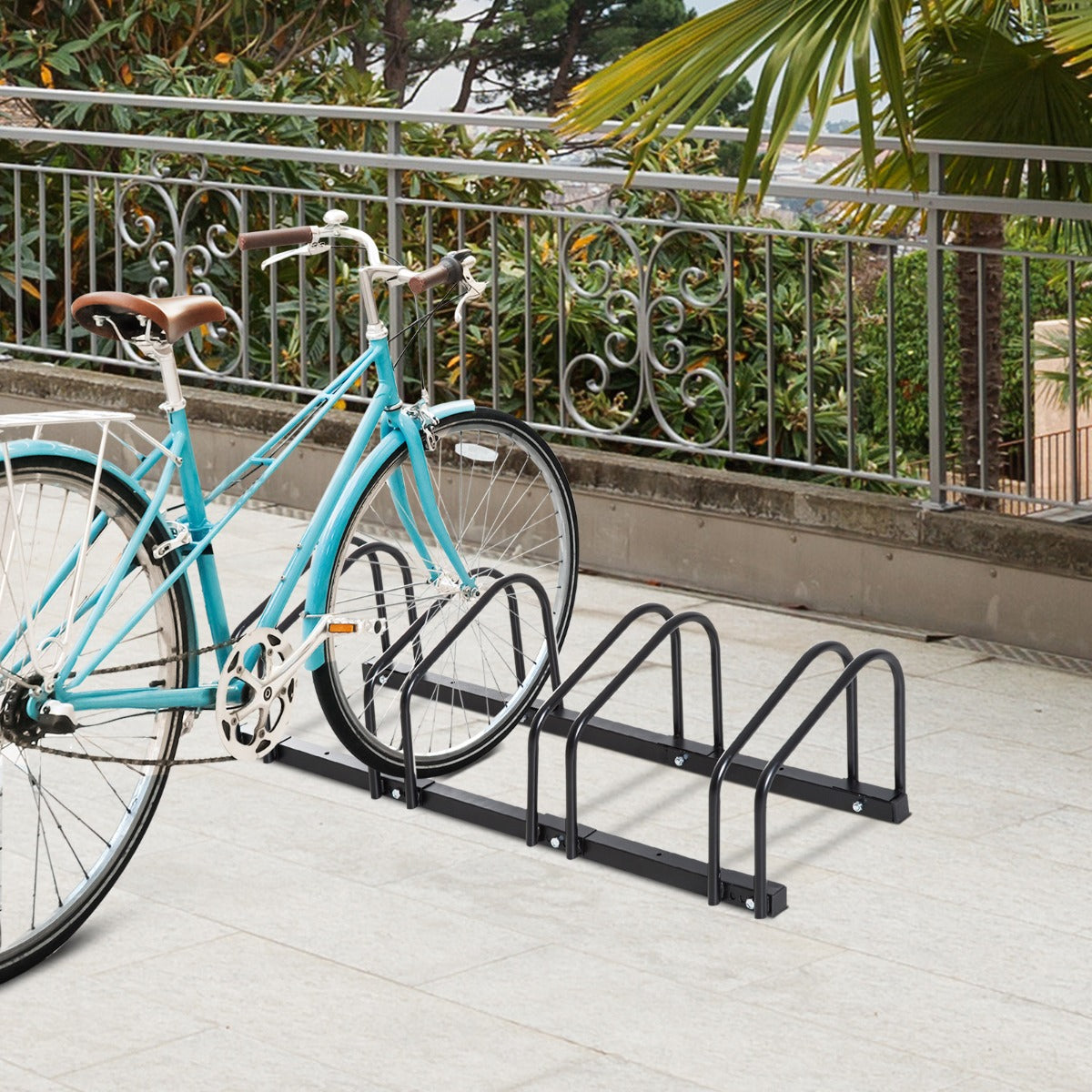 HOMCOM Bike Stand Parking Rack Floor or Wall Mount Bicycle Cycle Storage Locking Stand (4 Racks Black) | Aosom Canada