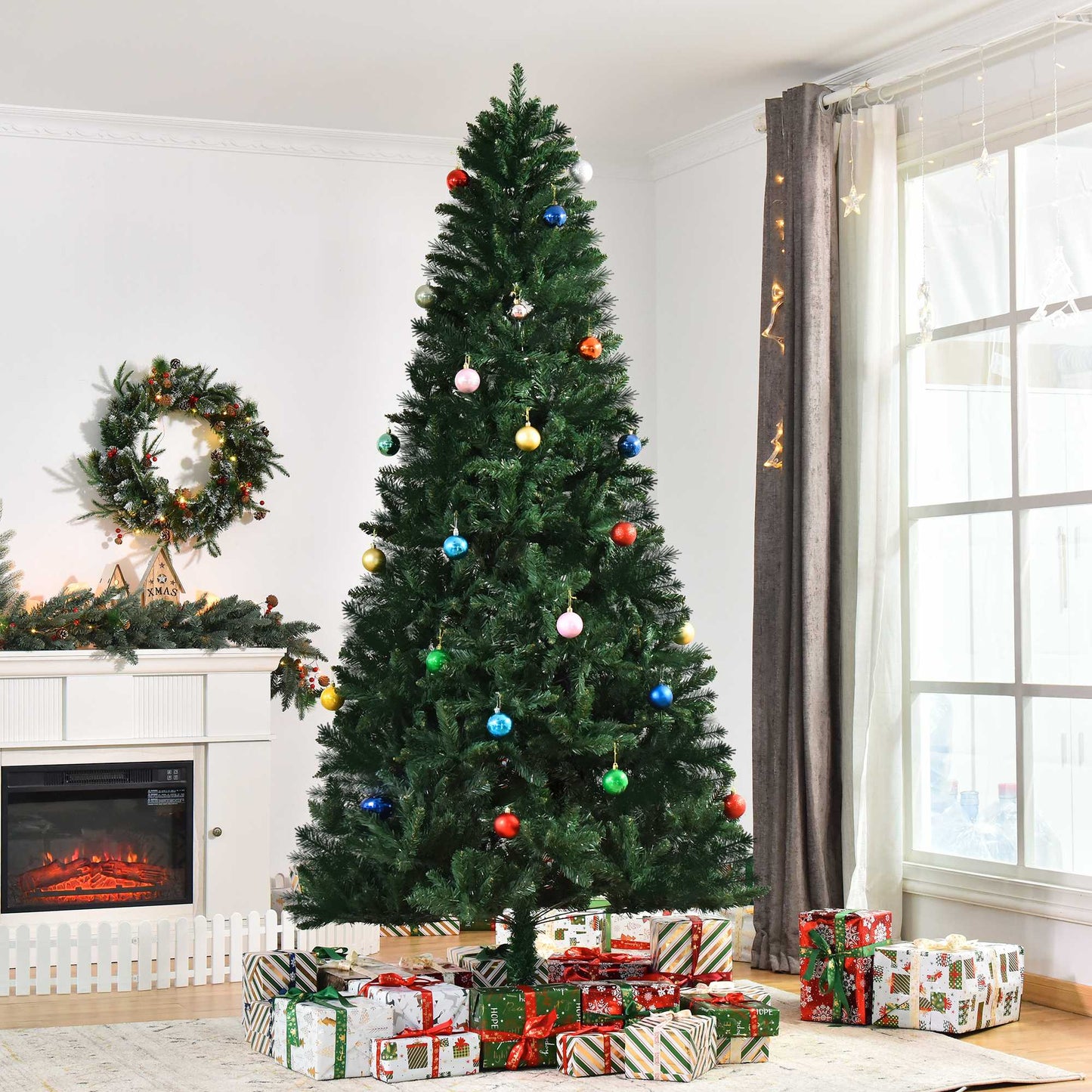 HOMCOM 8FT Artificial Christmas Tree Holiday Indoor Home Xmas Decoration for Party, with Foldable Base, Green | Aosom Canada
