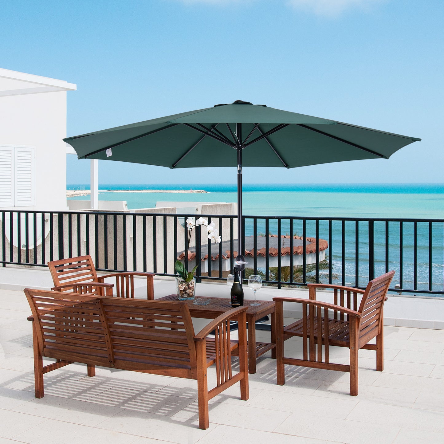 Outsunny 10’x 8’Outdoor Patio Umbrella Garden Parasol Sunshade Adjustable Portable Canopy Green | Aosom Canada
