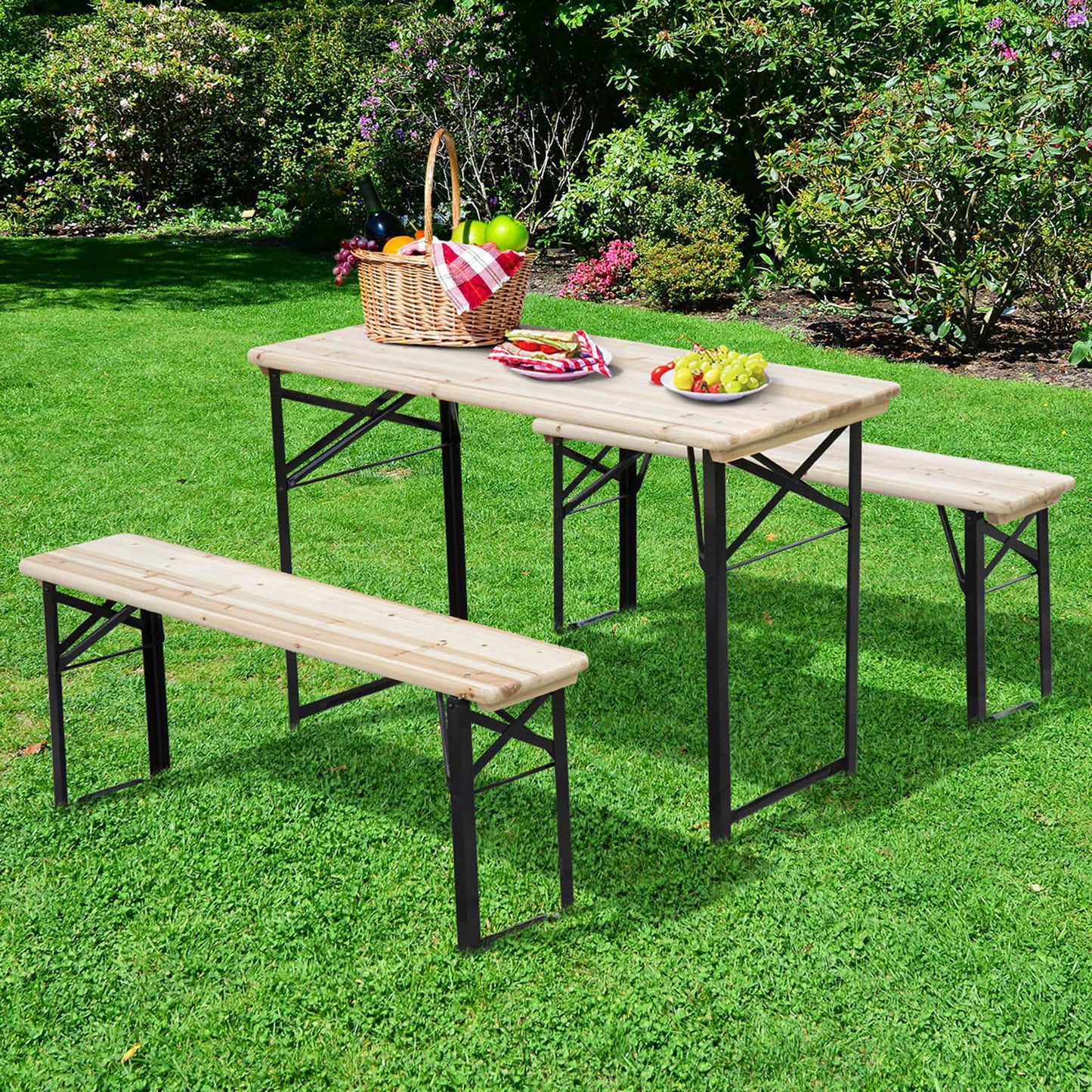 Outsunny 47.2” Portable Heavy Duty 3 Pieces Picnic Table and Bench Set | Aosom Canada