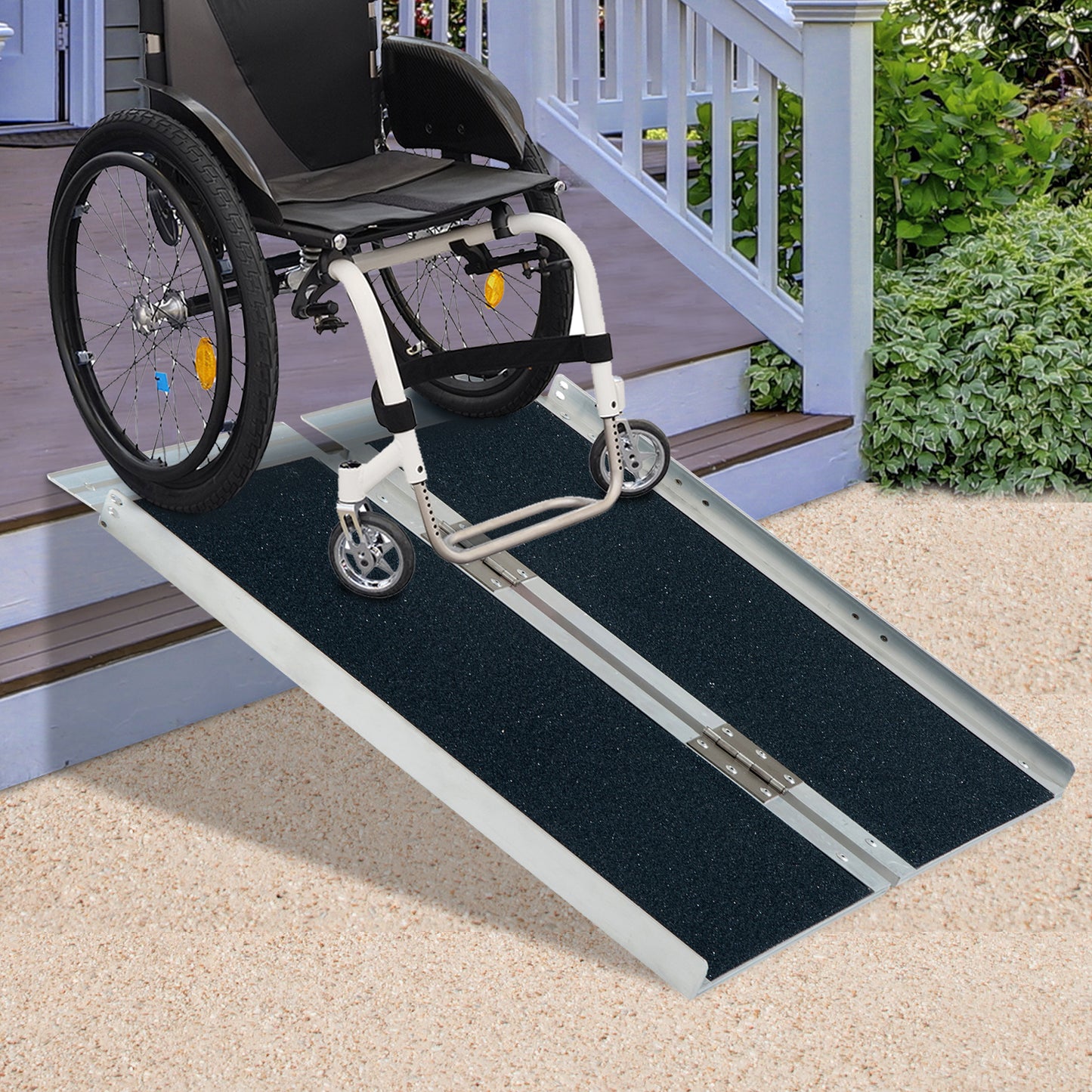 HOMCOM Portable Wheelchair Ramp 4ft Foldable Scooter Mobility Easy Access Carrier Ramp | Aosom Canada