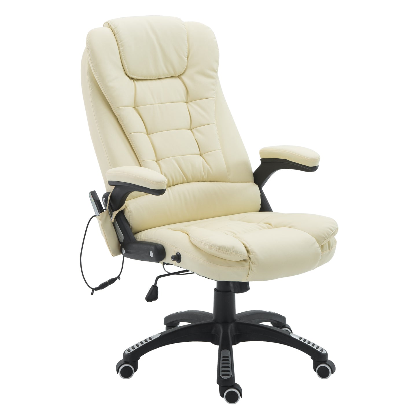 HOMCOM Massage Office Chairs Computer Executive Ergonomic Heated Vibrating Beige | Aosom Canada