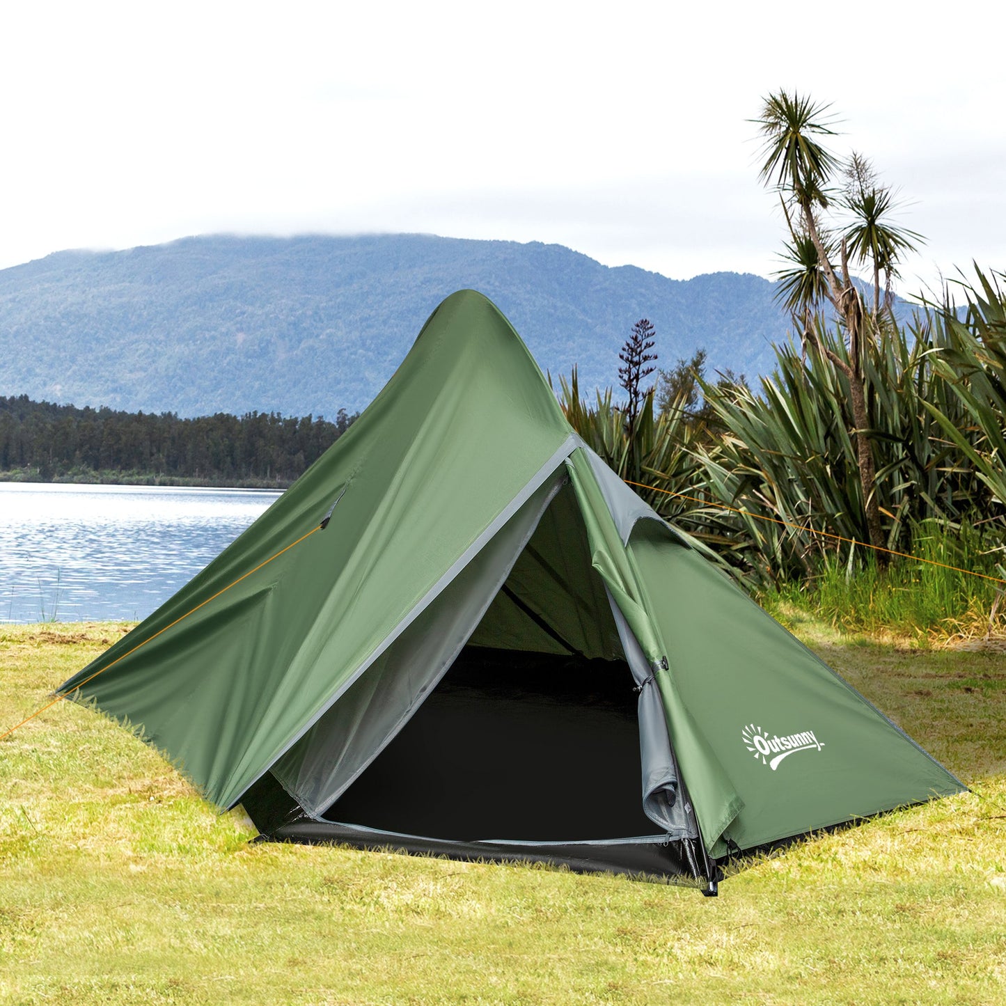 Outsunny Camping Tent 1-2 Person Backpacking with Tent Double Layer Portable Carry Bag Lightweight for Hiking Fishing | Aosom Canada