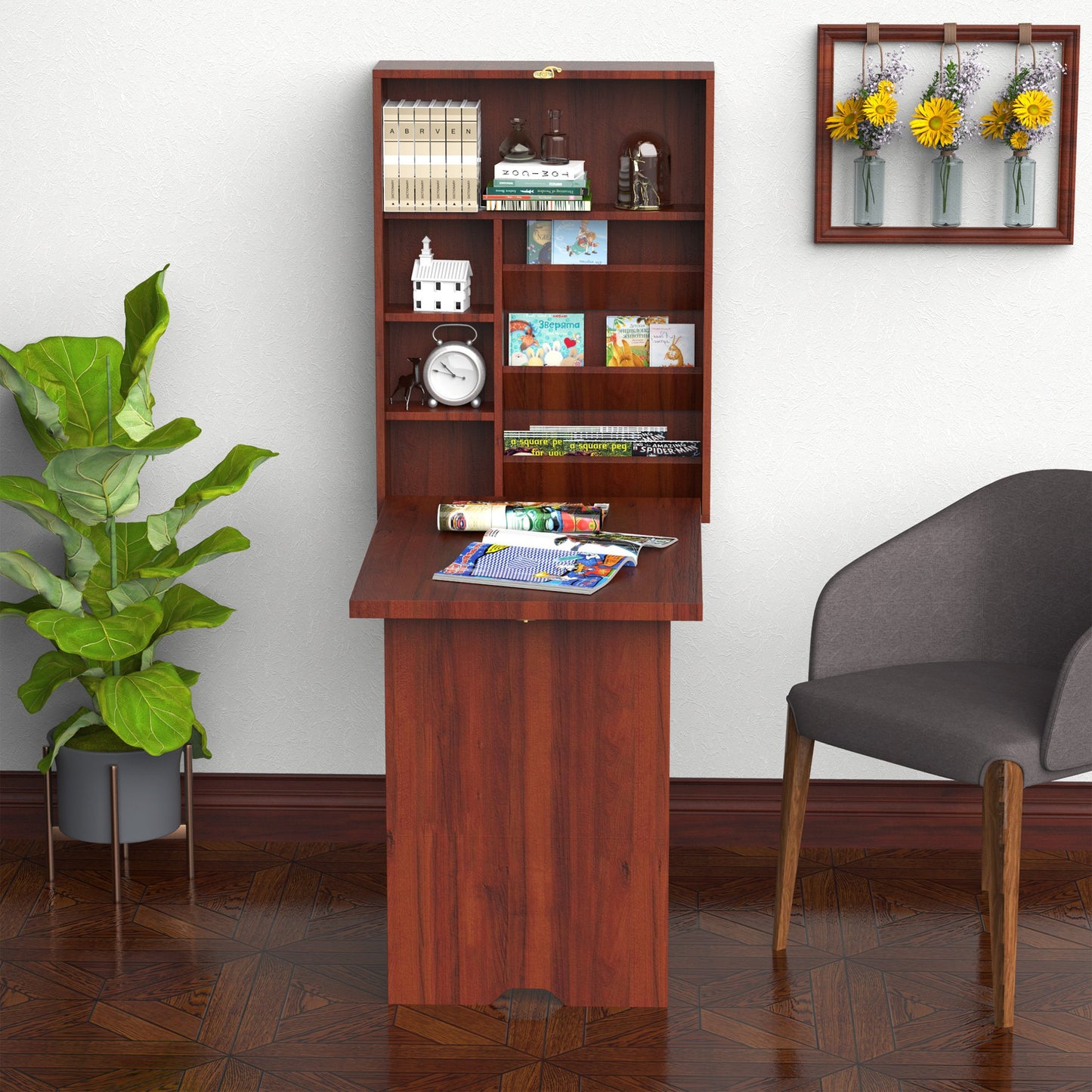 Homcom Wall Mounted Desk Fold-Out Convertible Desk Wall Mounted Table Cabinet Workstation | Aosom Canada