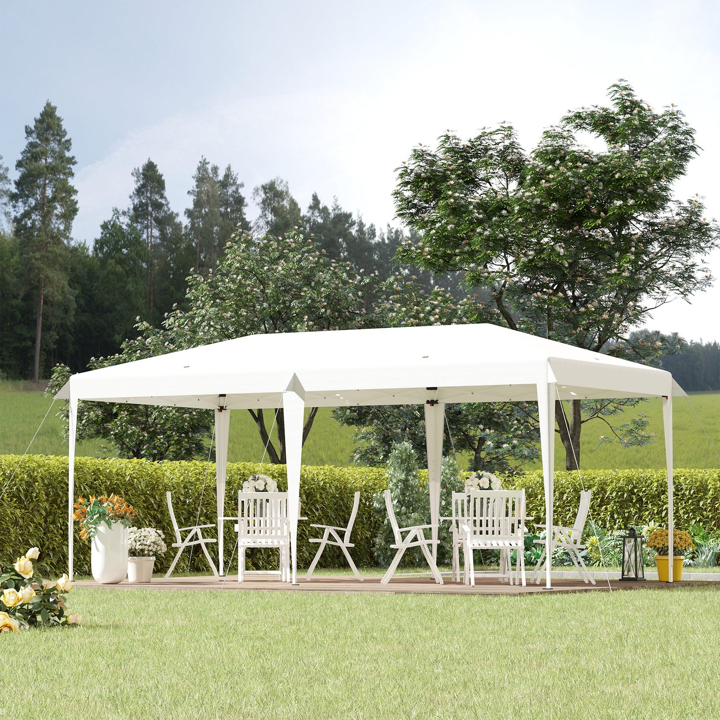 Outsunny 10' x 19' Outdoor Pop Up Party Tent Garden Easy Set Up Gazebo Canopy Market Event Sunshade White | Aosom Canada
