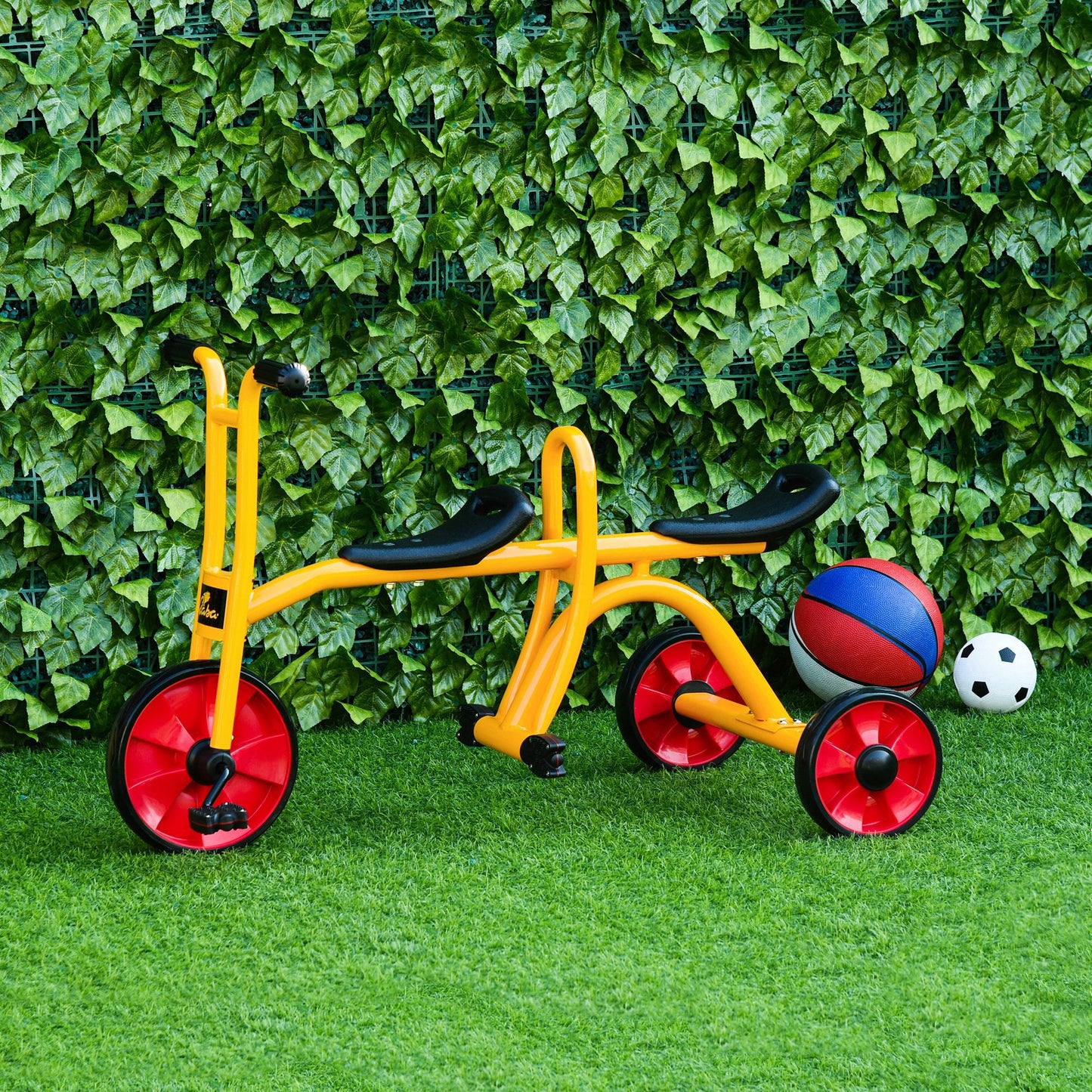 Qaba Kids Tandem Tricycle 3 Wheels Toddler Bike Trike Baby Boys Girls w/ Double Seats Outdoor & Indoor for 3-5 Years Old Yellow | Aosom Canada