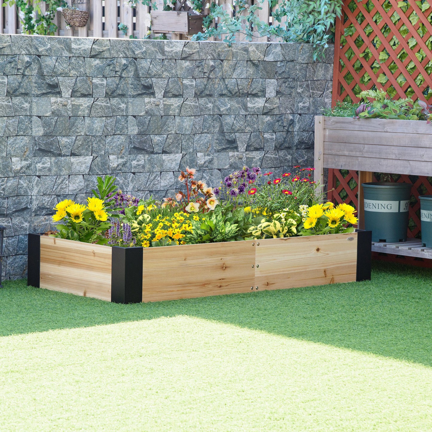 Outsunny 63" x 32" Raised Garden Bed with Metal Corner Bracket, Easy to Install Planter Box | Aosom Canada