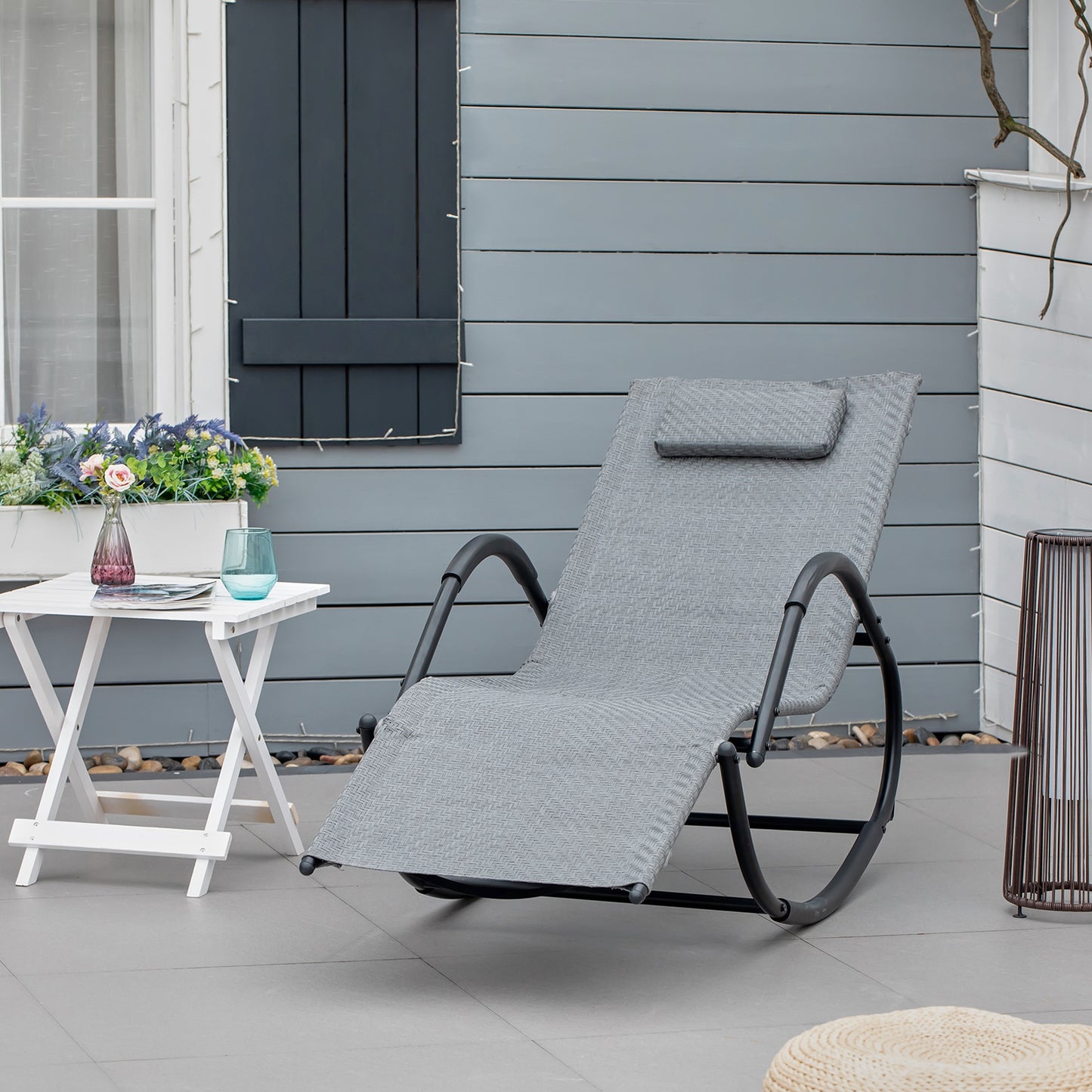 Outsunny Zero Gravity Rocking Lounge Chair, Patio Rocker w/ Removable Pillow, Grey | Aosom Canada