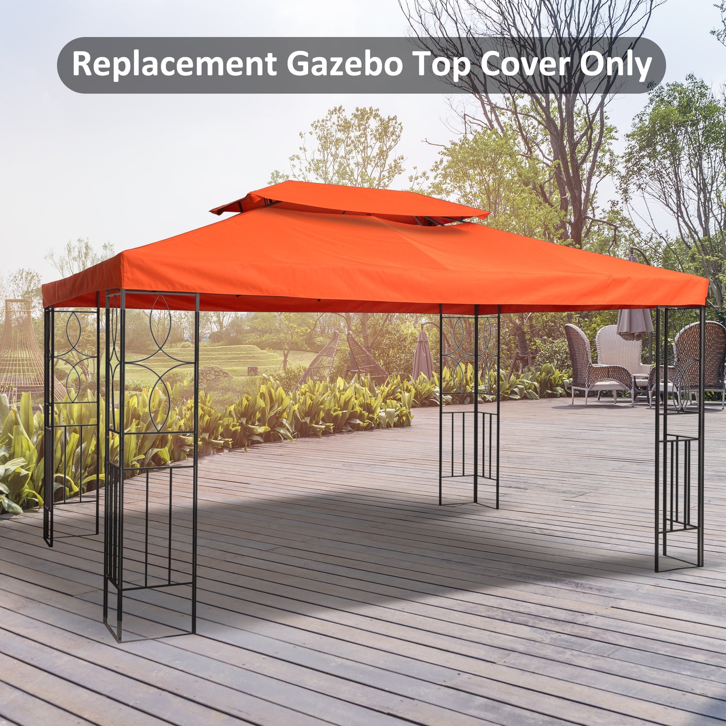 Outsunny 13' x 10' Gazebo Replacement Canopy 2 Tier Top UV Cover Pavilion Garden Patio Outdoor, Rust Red (TOP ONLY) | Aosom Canada