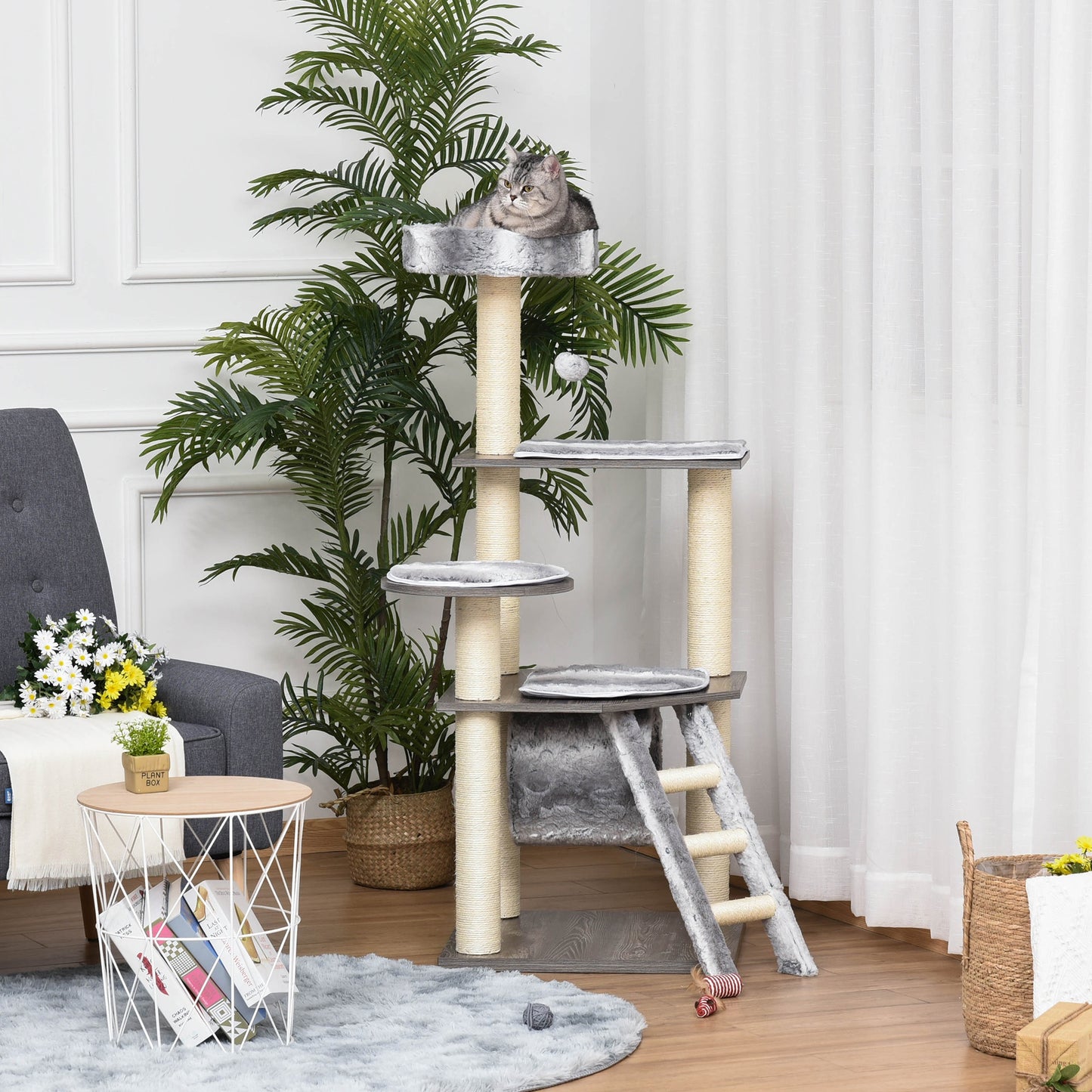 PawHut Cat tree Tower Climbing Kitten Activity Center Furniture with Sisal Scratching Post Tunnel Ladder Perch Hanging Balls | Aosom Canada
