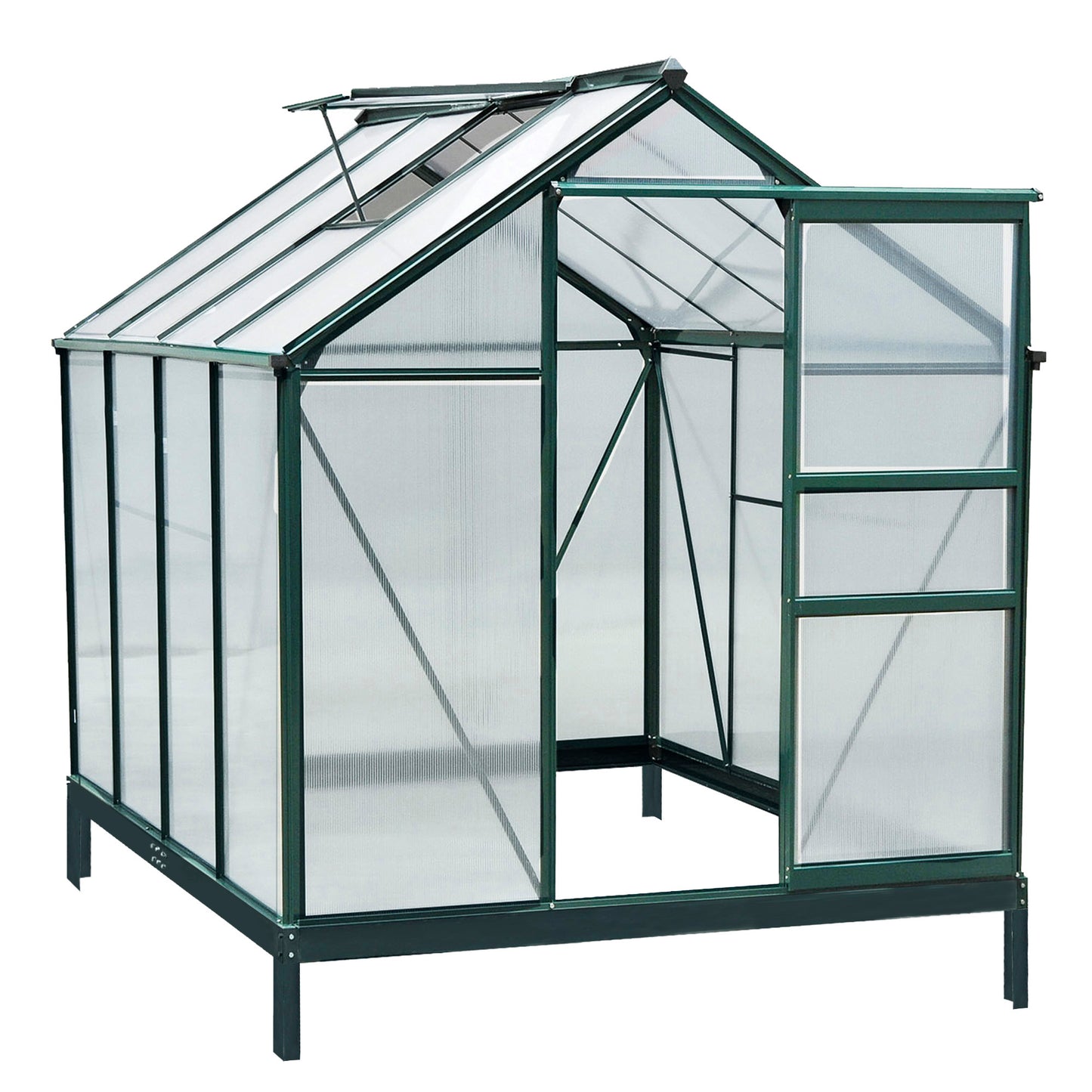 Outsunny 6'x8'x7' Greenhouse Clear Twin Wall Panels Walk-in Garden Polycarbonate Panels Plants Flower Growth Shed Outdoor Warm House | Aosom Canada