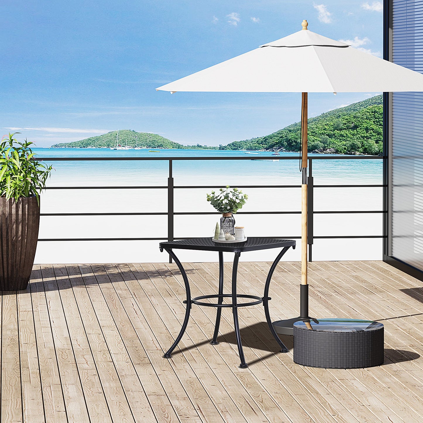 Outsunny 18"x18"x20" Square Garden Metal Bistro Table Outdoor Patio Coffee Side Desk, Black | Aosom Canada