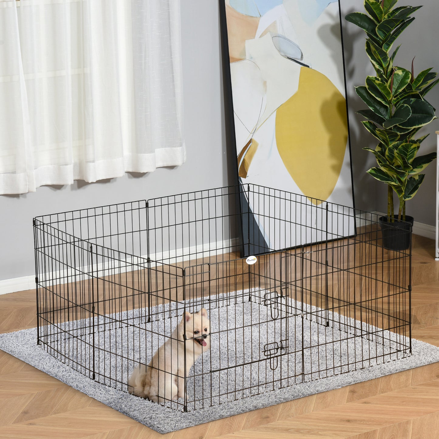 PawHut 24inch Foldable Metal Exercise Pet Playpen Yard Dog Puppy Kennel Cage 8 Panel | Aosom Canada