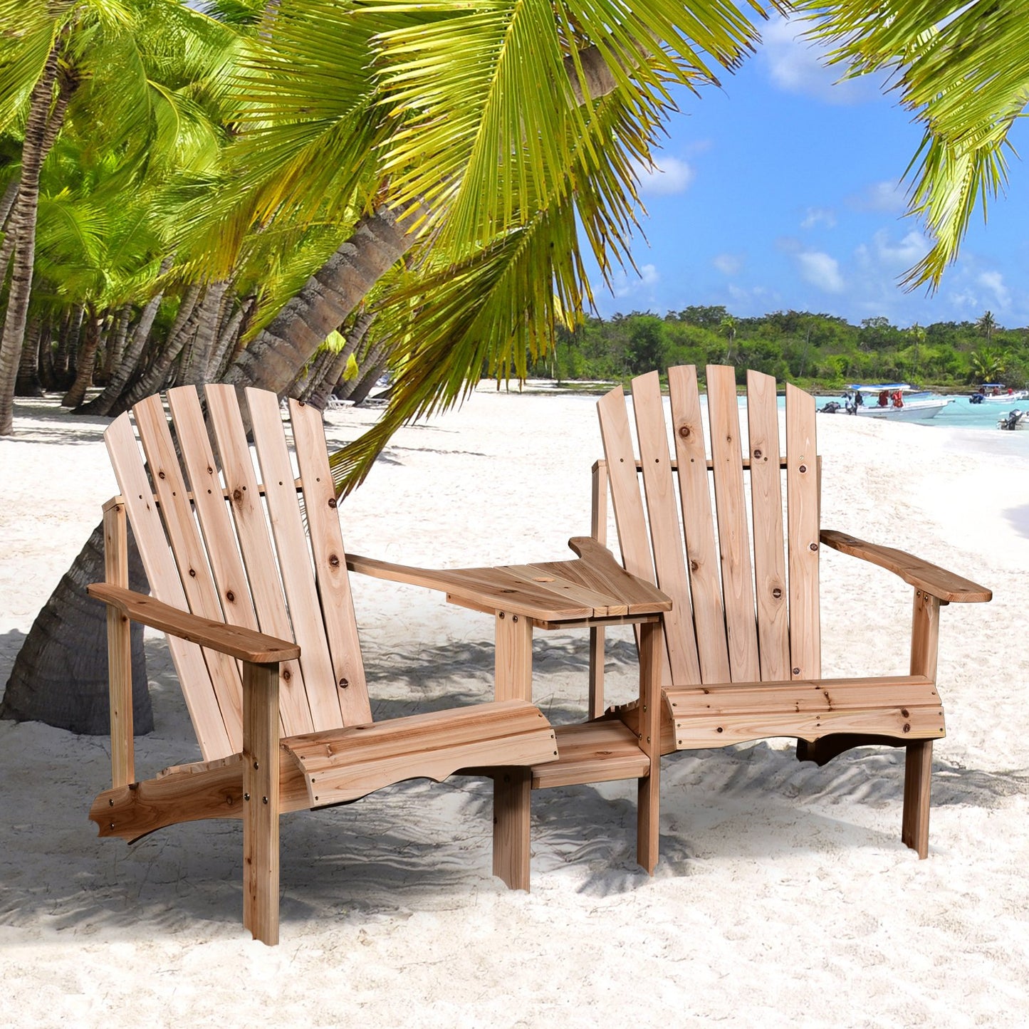 Outsunny Outsunny 2 piece Pair Adirondack Chair w/ Middle Table Reclined | Aosom Canada