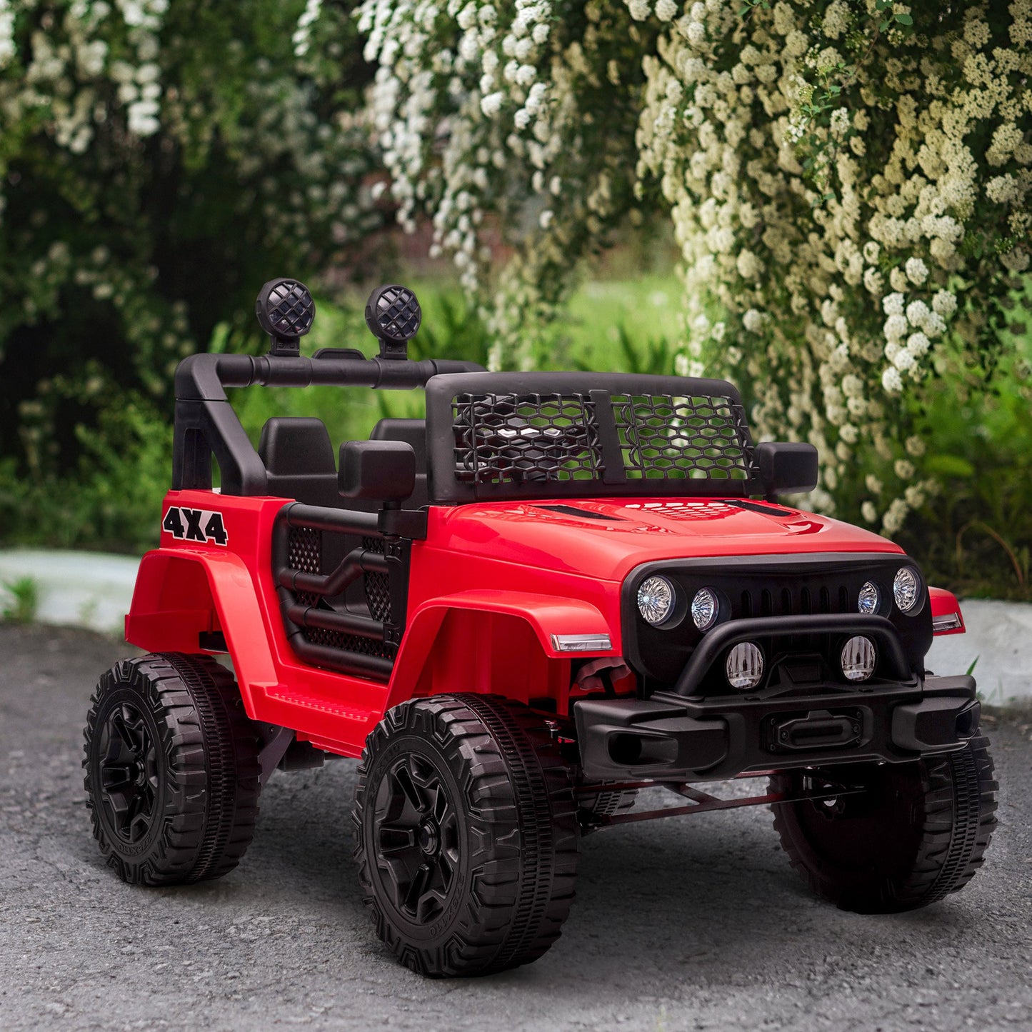 Aosom Ride On Car Off Road Truck SUV 12 V Electric Battery Powered with Remote Control, MP3, Adjustable Speed, Red | Aosom Canada