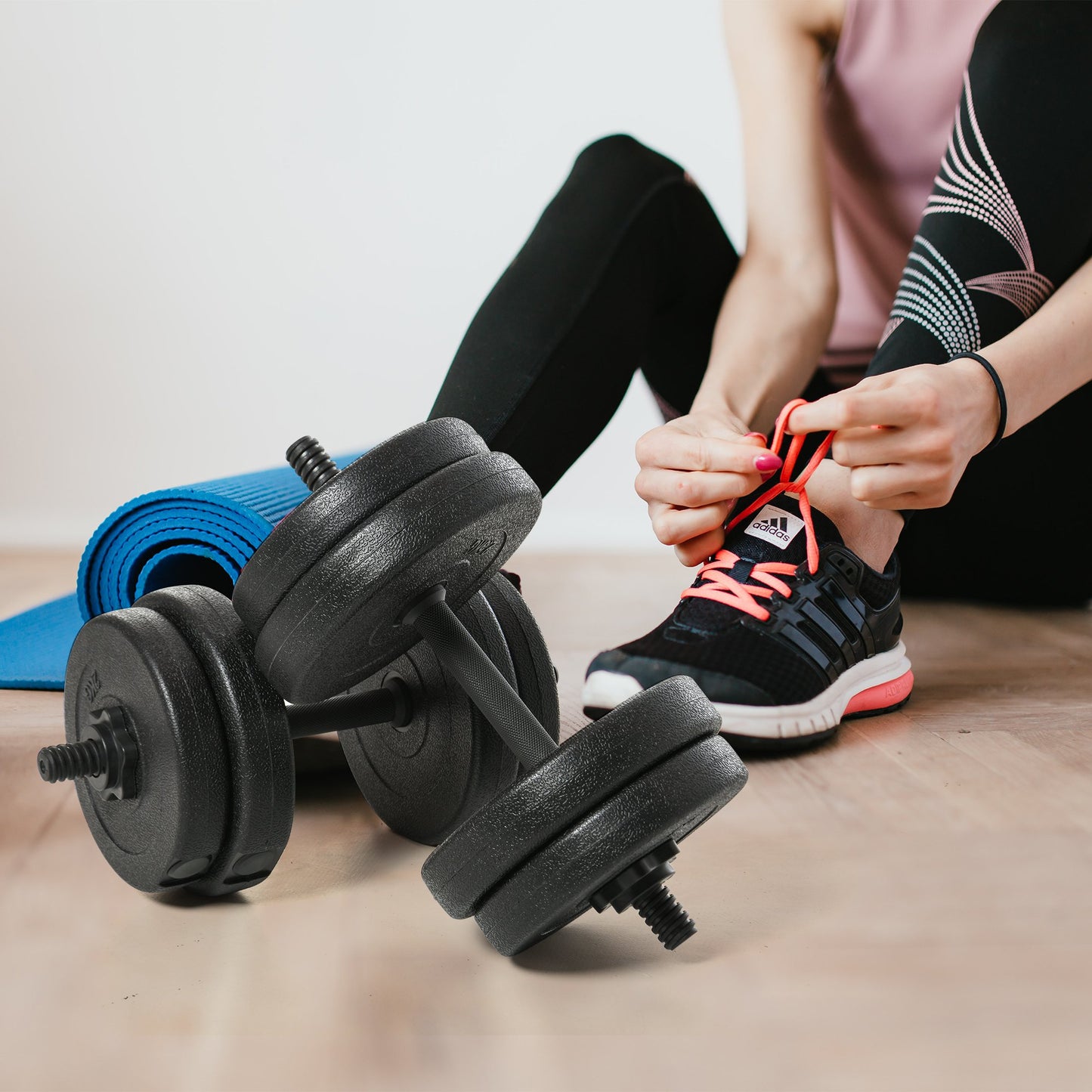 Soozier 20-Kilogram 44-Pound Adjustable Pair Dumbbell Set for Weight Fitness Training Exercise Black | Aosom Canada