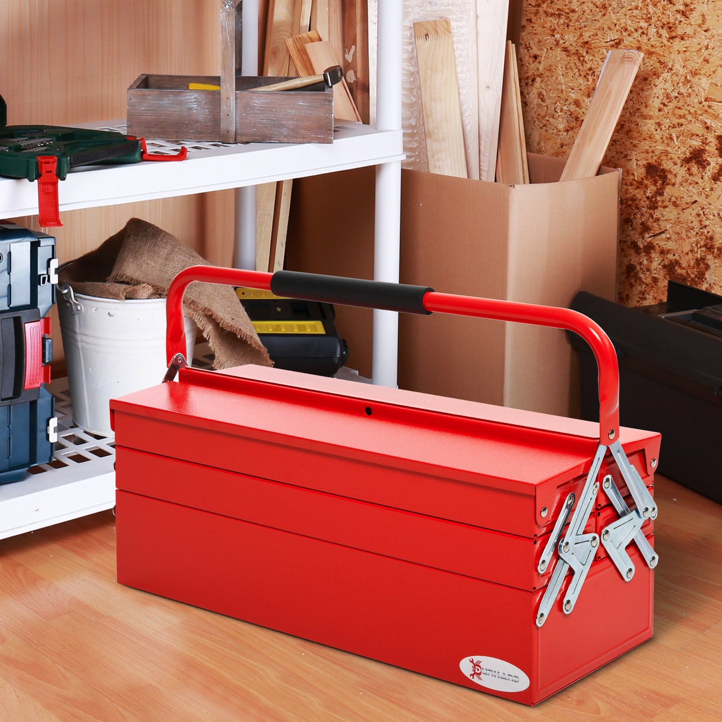 DURHAND Metal Tool Box Portable 5-Tray Cantilever Steel Tool Chest Cabinet Red | Aosom CA
