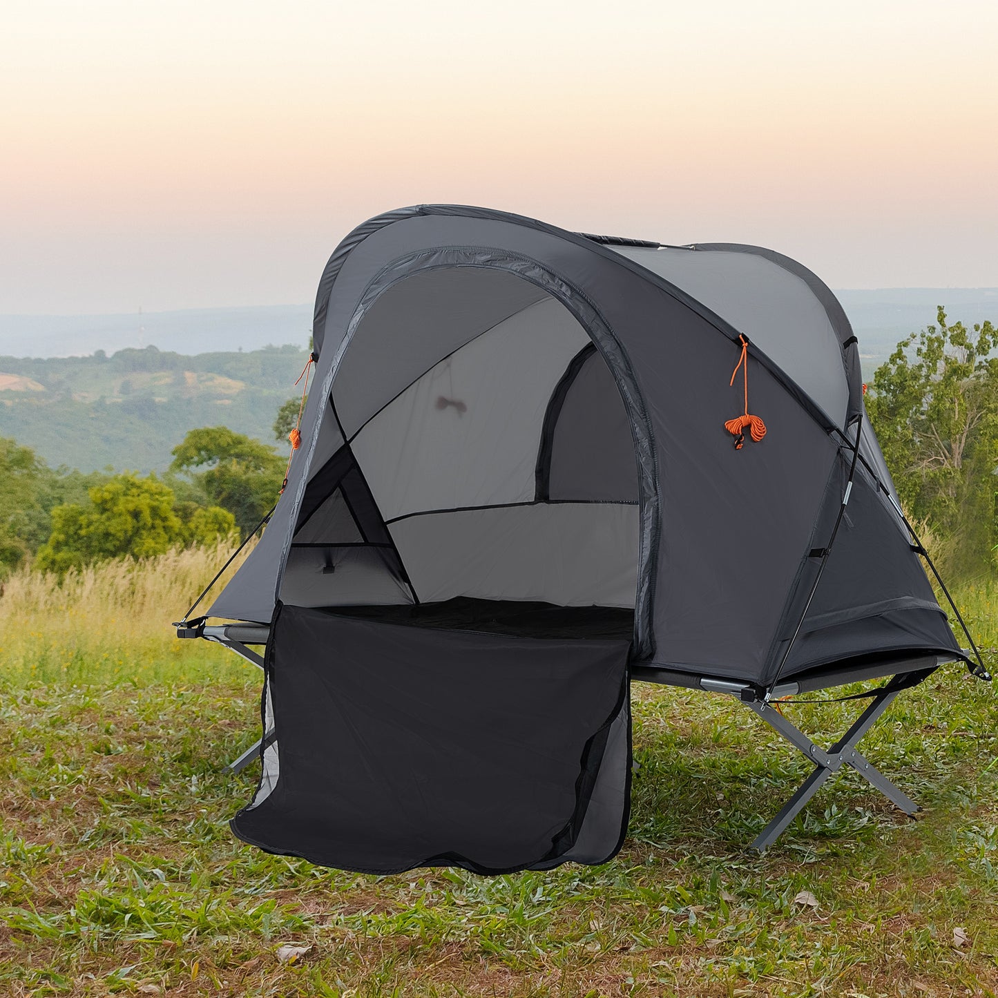 Outsunny Camping Tent Cot, Portable Off-Ground Tent Shelter w/ Self-Inflating Air Mattress and Carry Bag for 1 Person | Aosom Canada