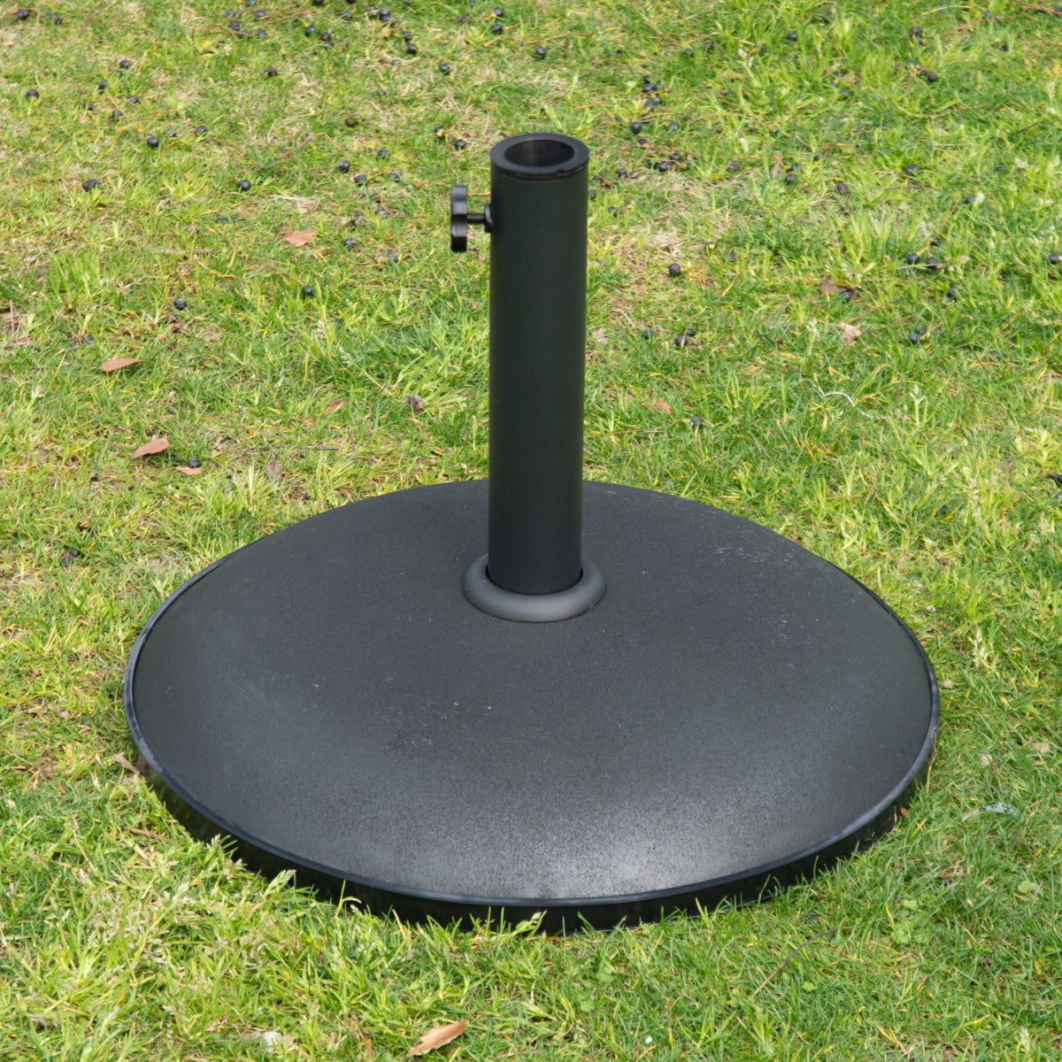 Outsunny 55 lbs Cement Umbrella Base Holder 20" Heavy Duty Round Parasol Stand for Patio, Outdoor, Backyard, Black | Aosom Canada