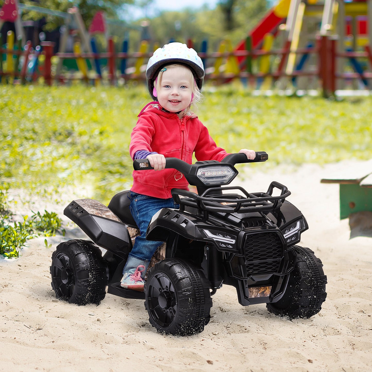 Aosom Kids Ride-on Four Wheeler ATV Car with Real Working Headlights, 6V Battery Powered Motorcycle for 18-36 Months, Black | Aosom Canada
