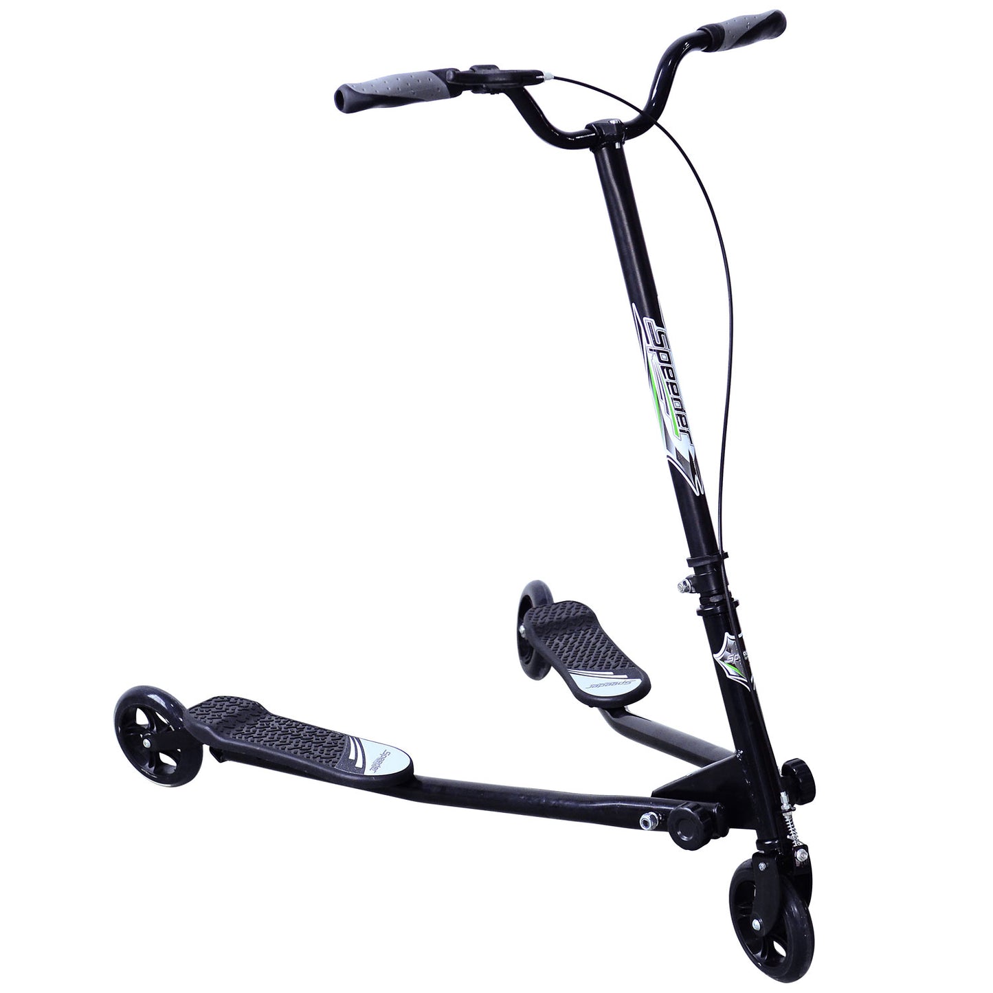 Qaba Swing Scooter 3 Wheeler Scooter for Kids Child tri scooter with Speeder Slider Swing Drifter and Winged Kickboard Black | Aosom Canada