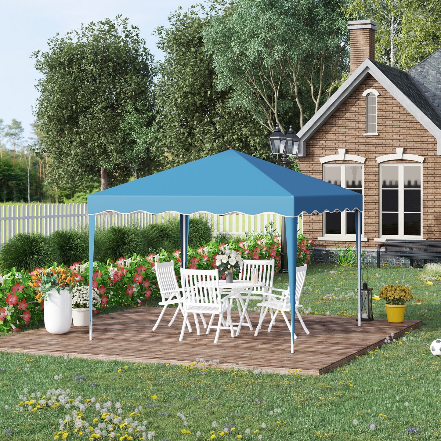 Outsunny 10' x 10' Pop Up Canopy Tent, Instant Shelter with Carry Bag, Adjustable Height, Garden Outdoor Party Tent, Blue | Aosom Canada